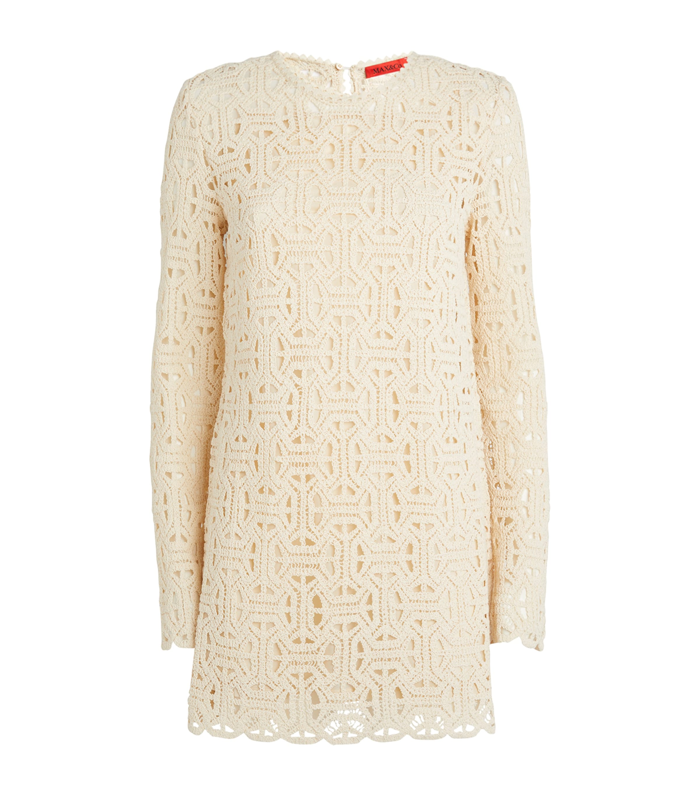Max & Co Crochet Mini Dress In Neutral