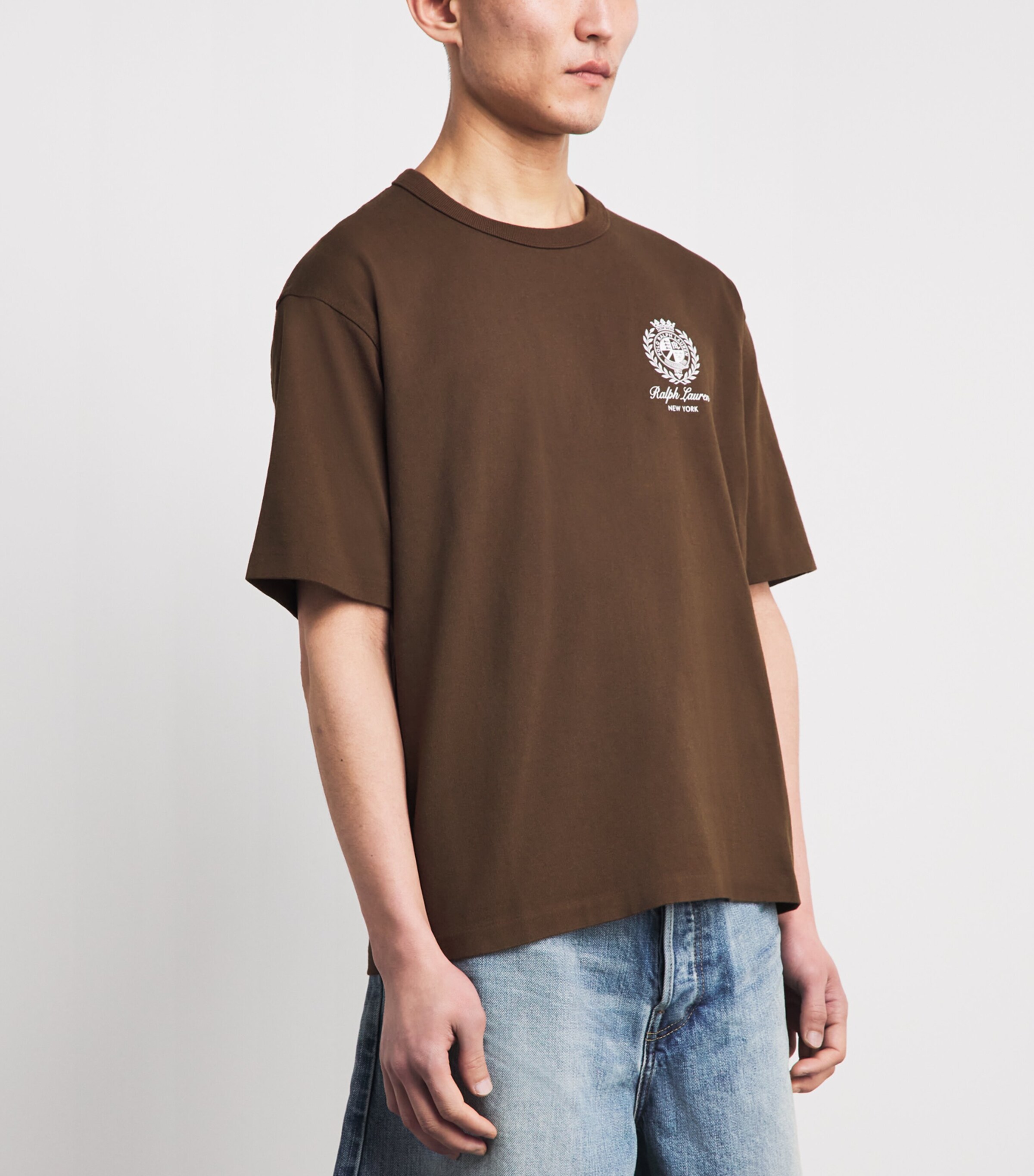 Polo Ralph Lauren Mens Cotton Logo Crest T-Shirt Branch Brown Image 4