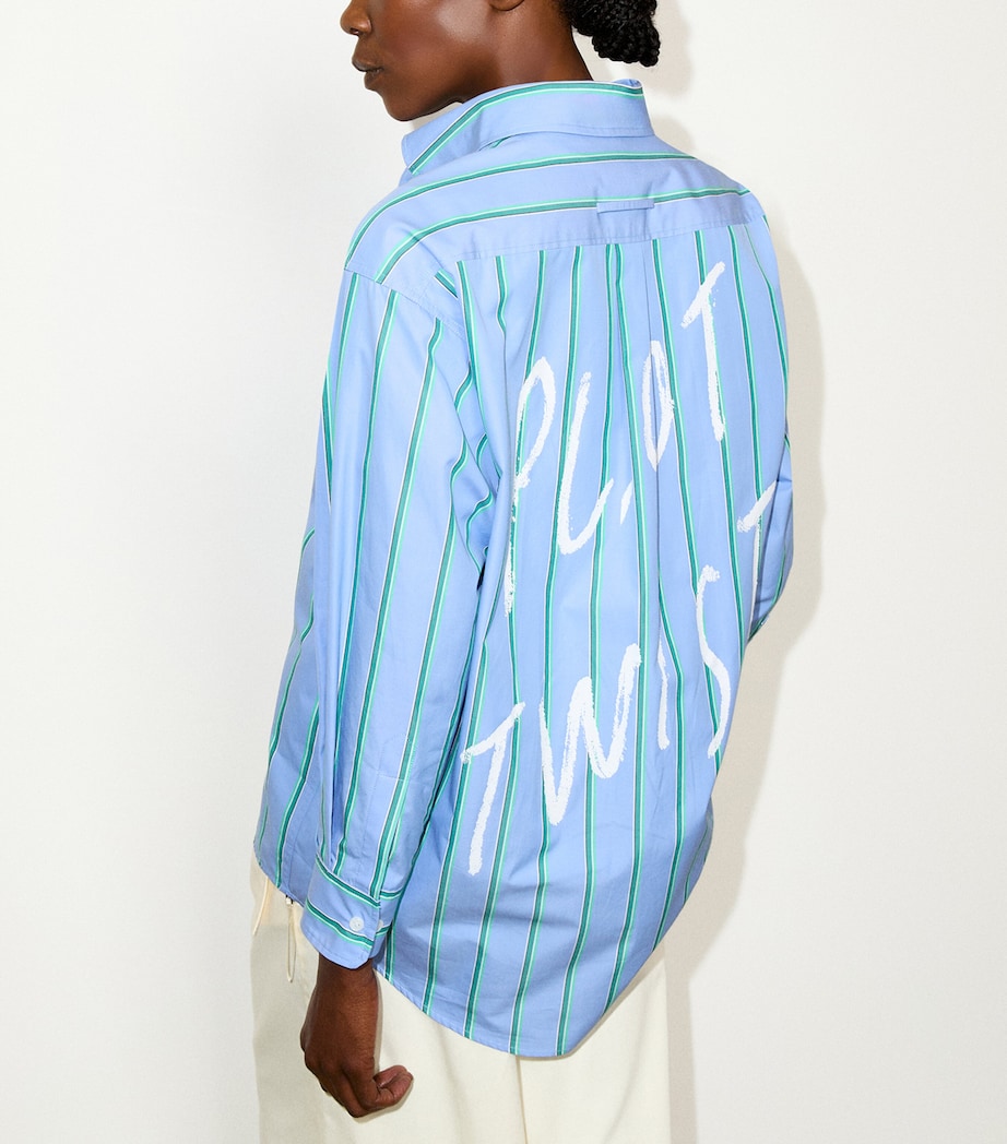 MAX&Co. Womens Stripe Plot Twist Shirt Light Blue Image 4