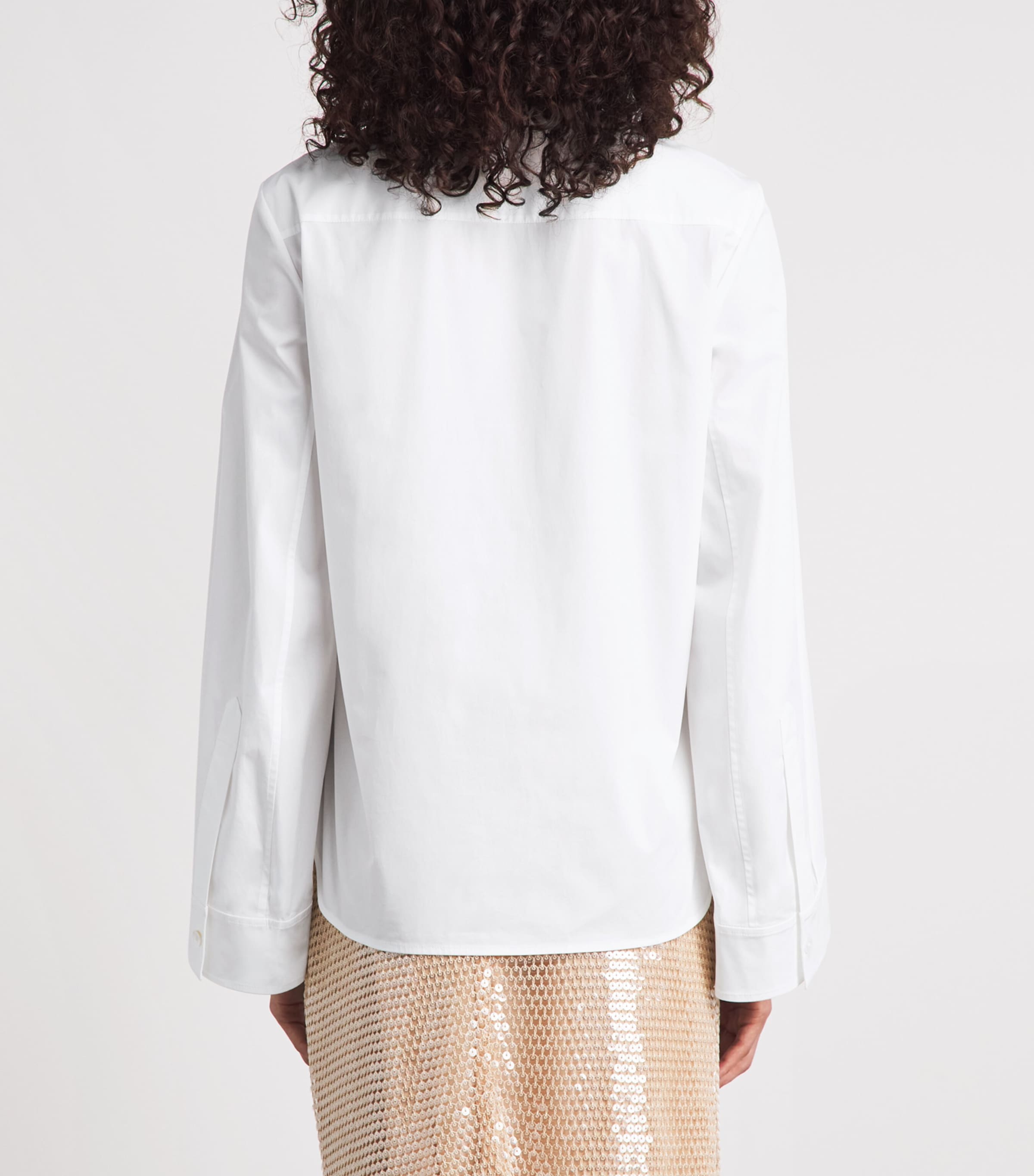 Tory Burch Womens Stretch-Cotton Bow Blouse White Image 5