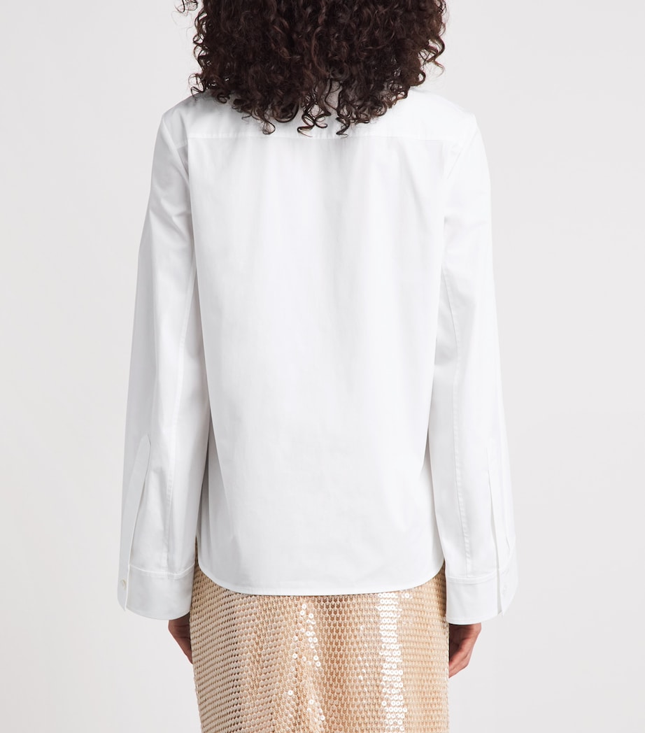 Tory Burch Womens Stretch-Cotton Bow Blouse White Image 5