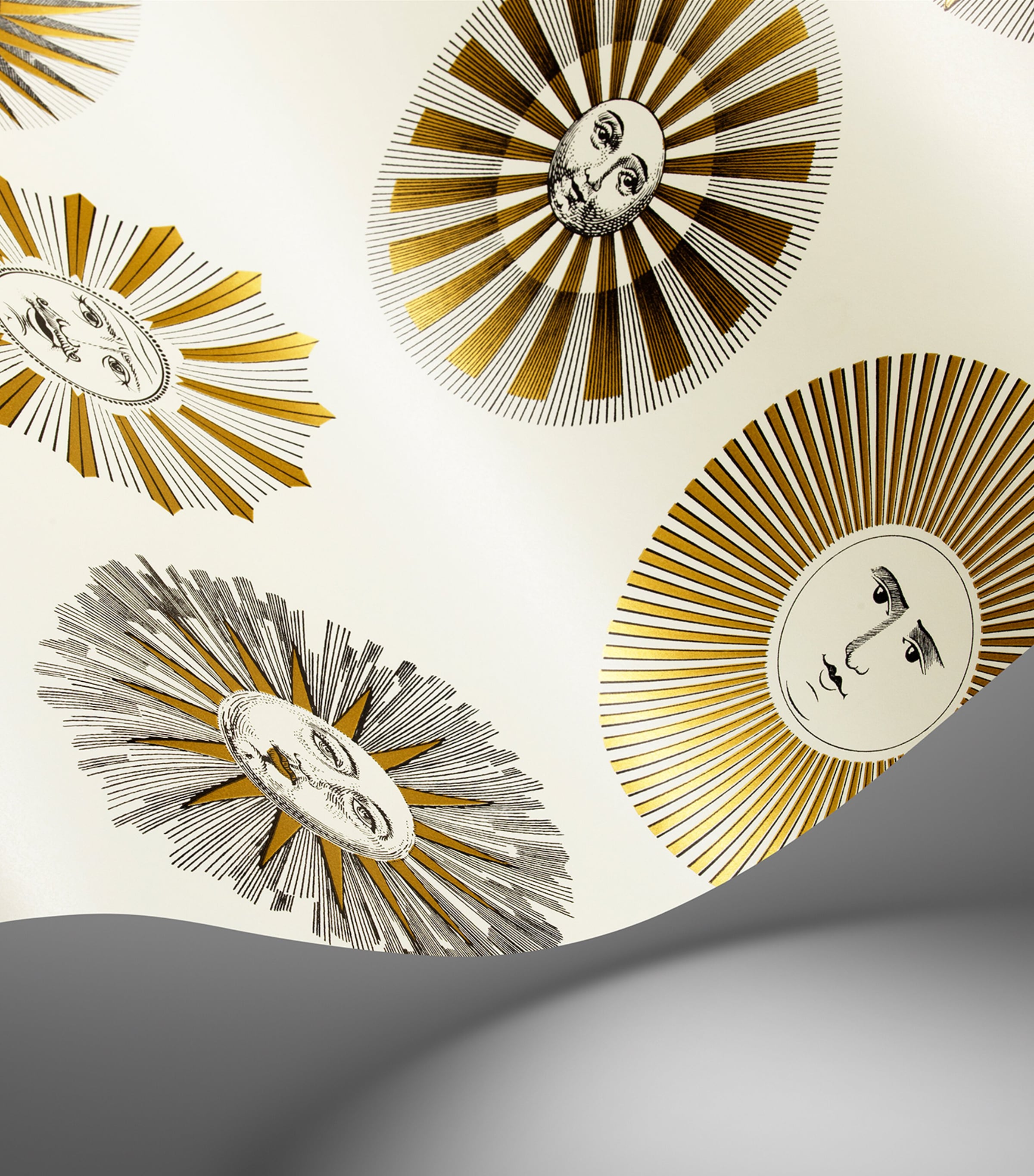 Cole & Son x Fornasetti Soli Wallpaper Roll Cream & Gold Image 2