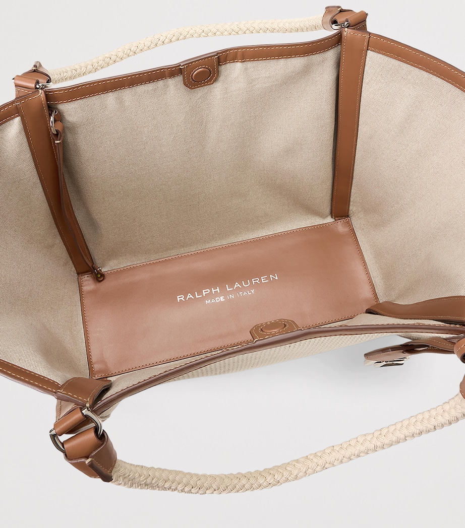 Woven Calfskin-Trim RL 888 Tote Bag NATURAL-101 Image 6
