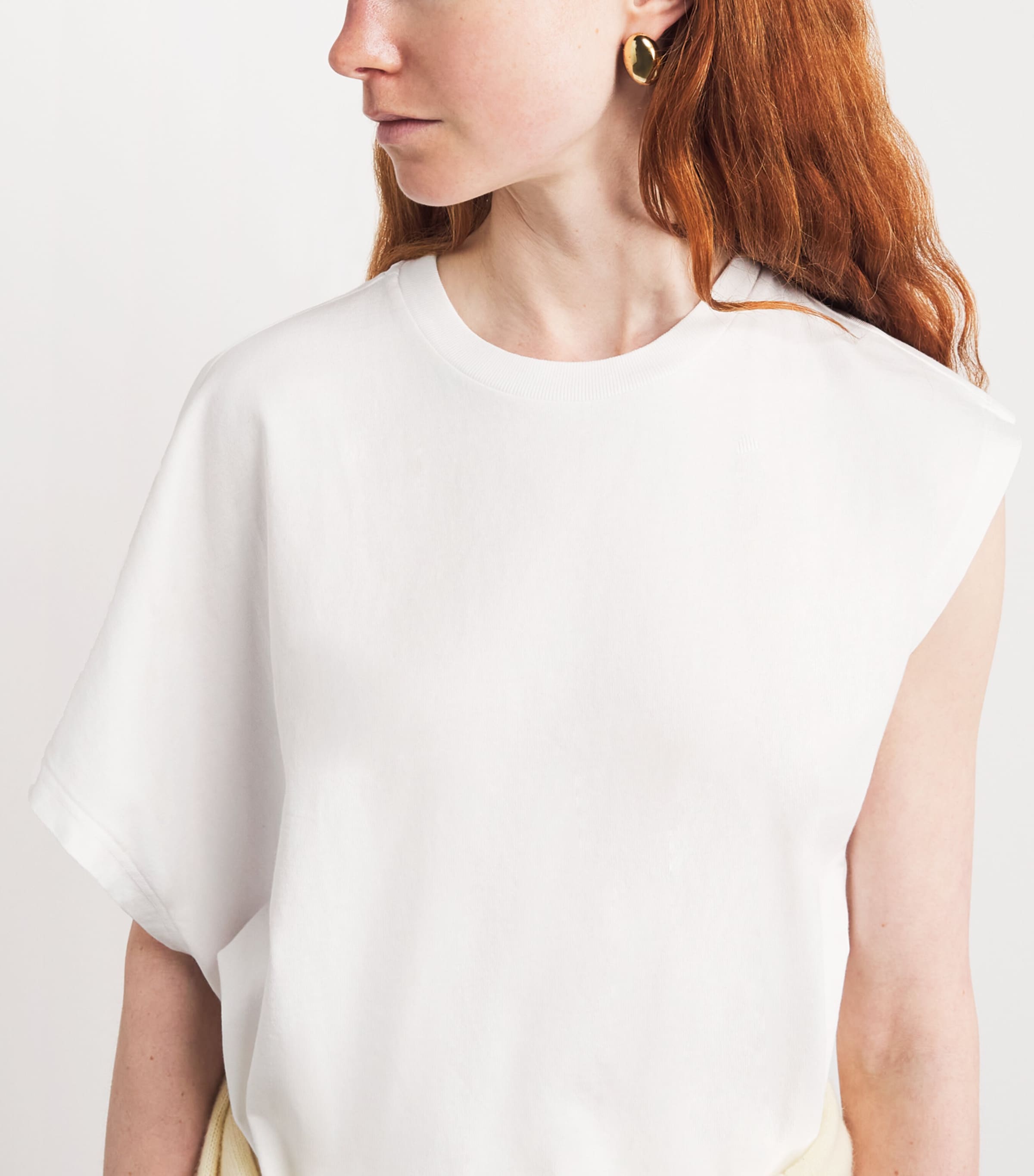 AGOLDE Womens Cotton Corrine Asymmetric T-Shirt White Image 3