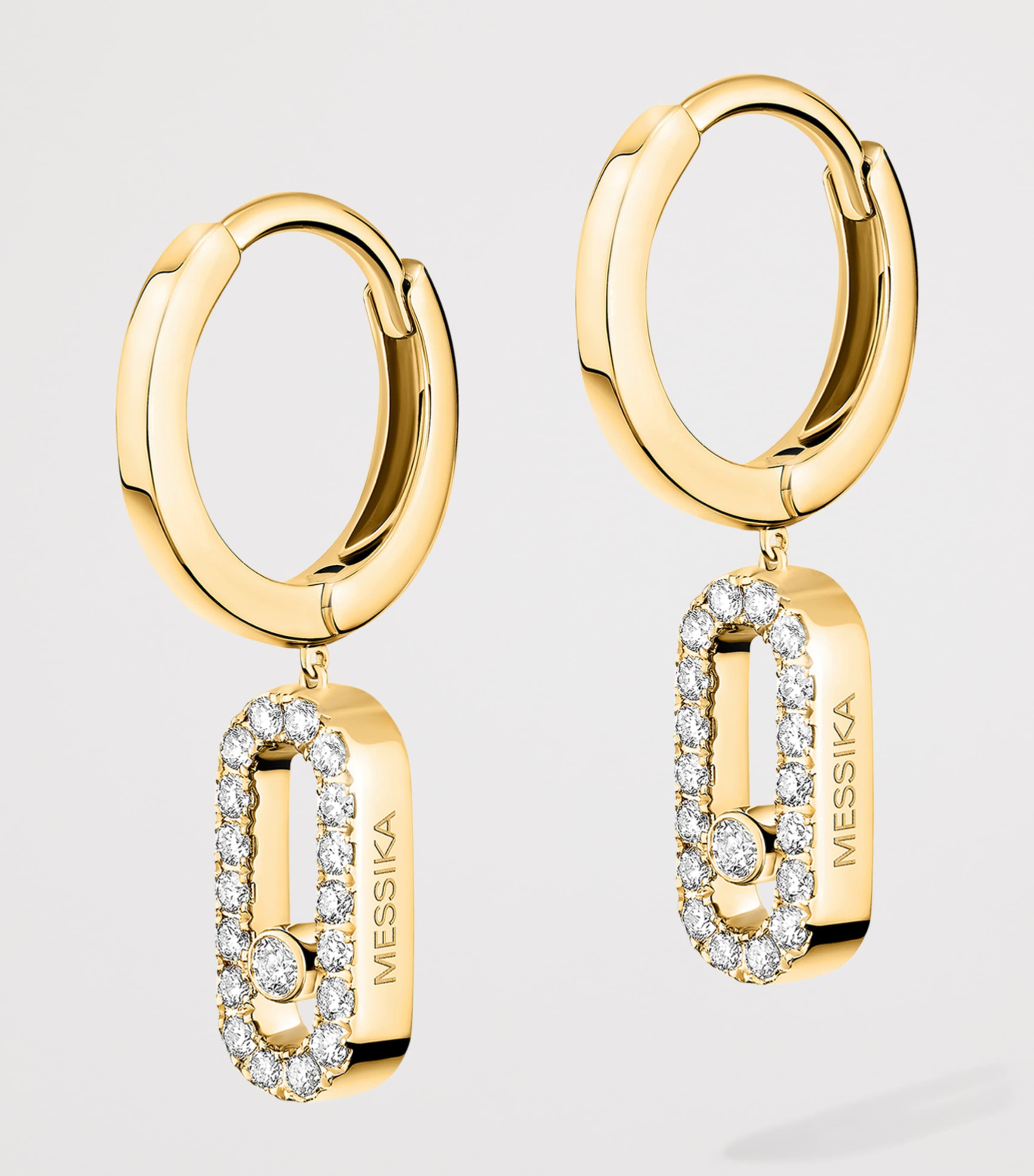 Messika Move Uno Yellow Gold and Diamond Drop Earrings Yellow Gold Image 3