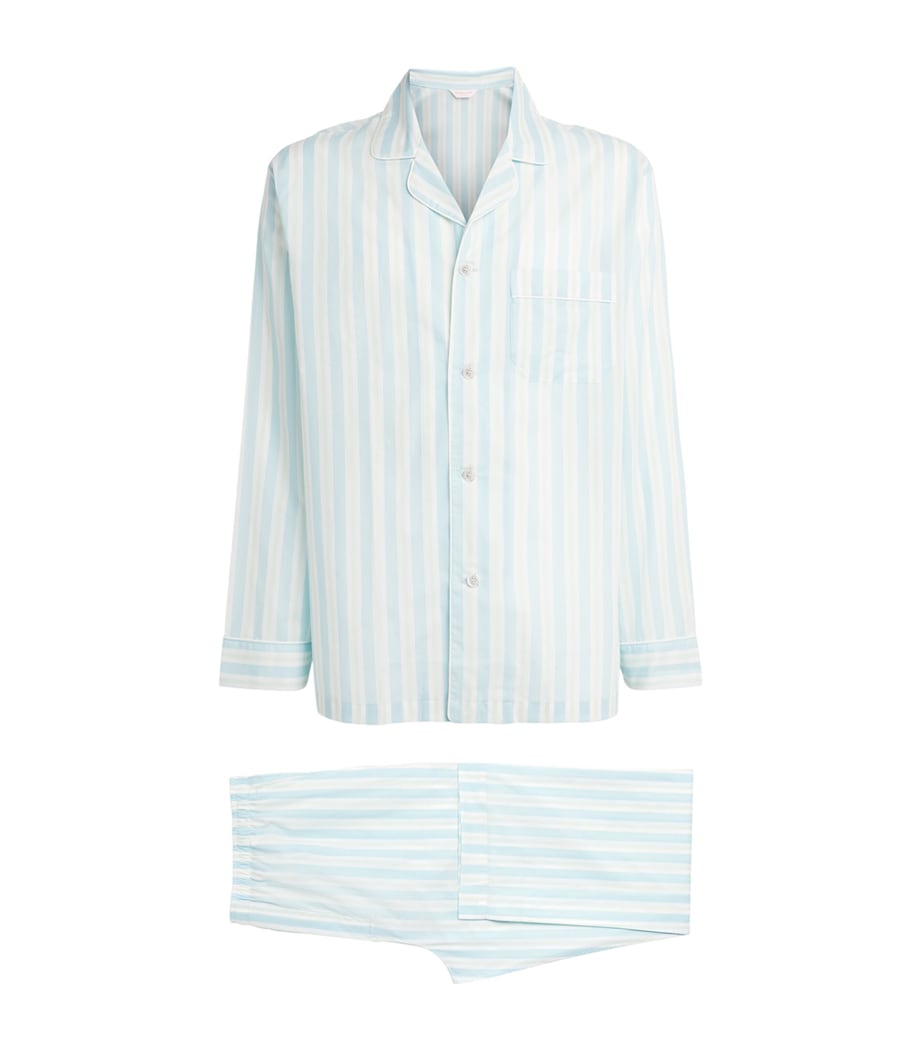 Derek Rose Mens Cotton Amalfi Pyjama Set Blu Image 1