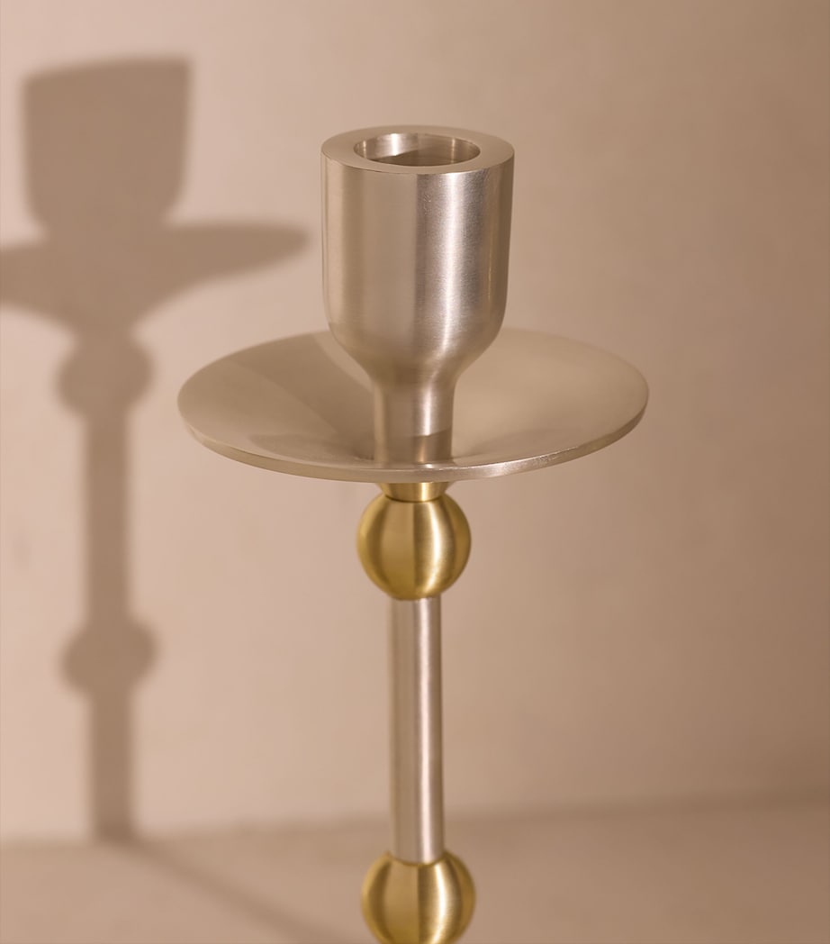 Medium Silver-Plated Cilia Candlestick Holder (25cm) SILVER Image 5