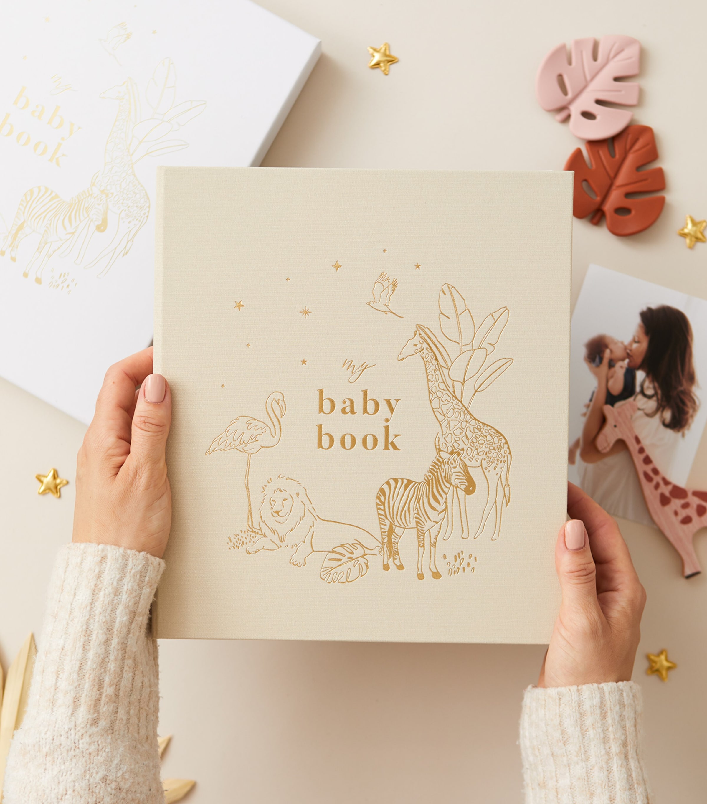 Blush and Gold Safari Baby Memory Book Ivory/beige, Gold Image 4
