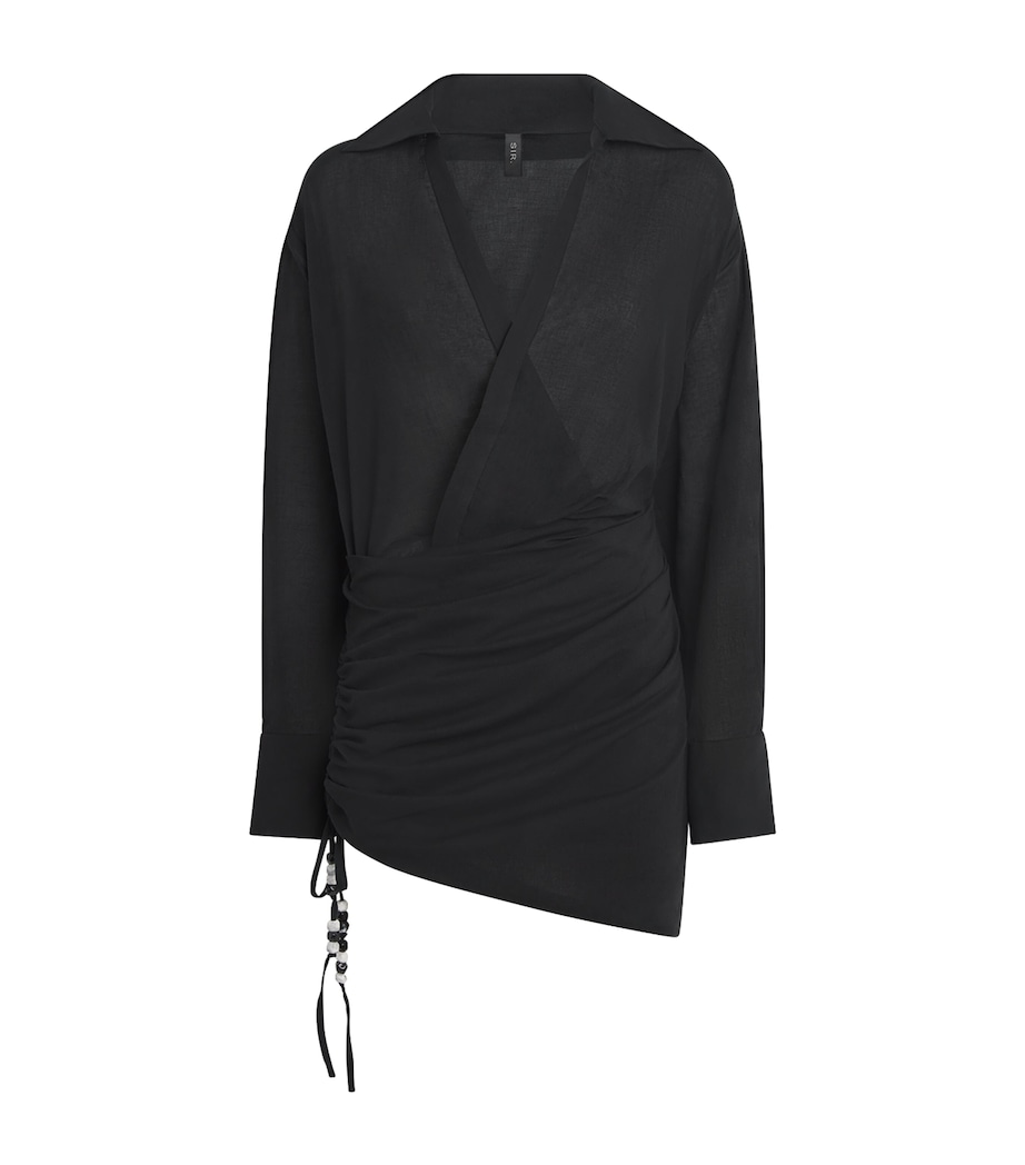 Cotton Bead-Detail Azura Mini Dress BLACK Image 1