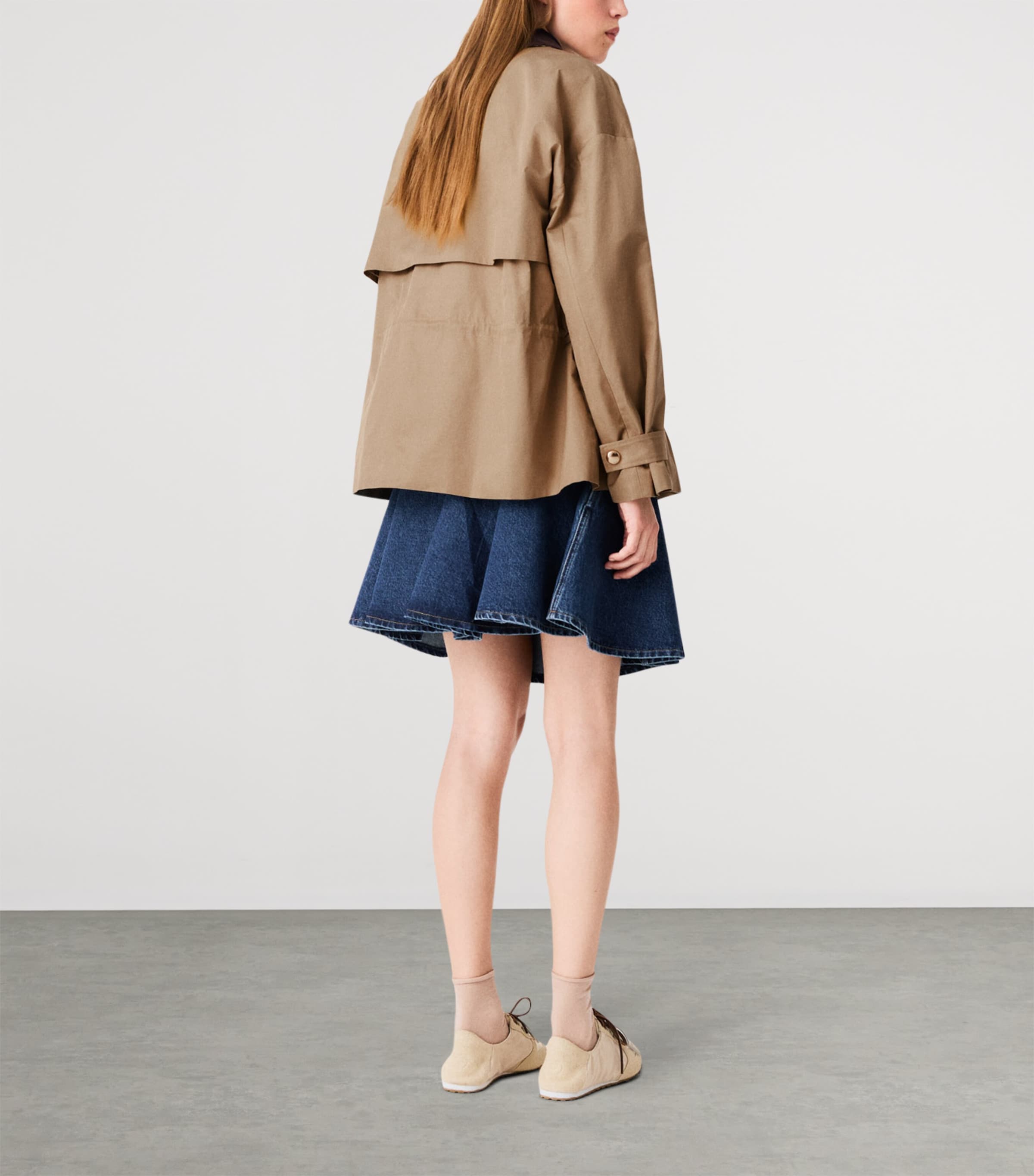 Maje Womens Contrast-Collar Trench Coat Beige Image 4