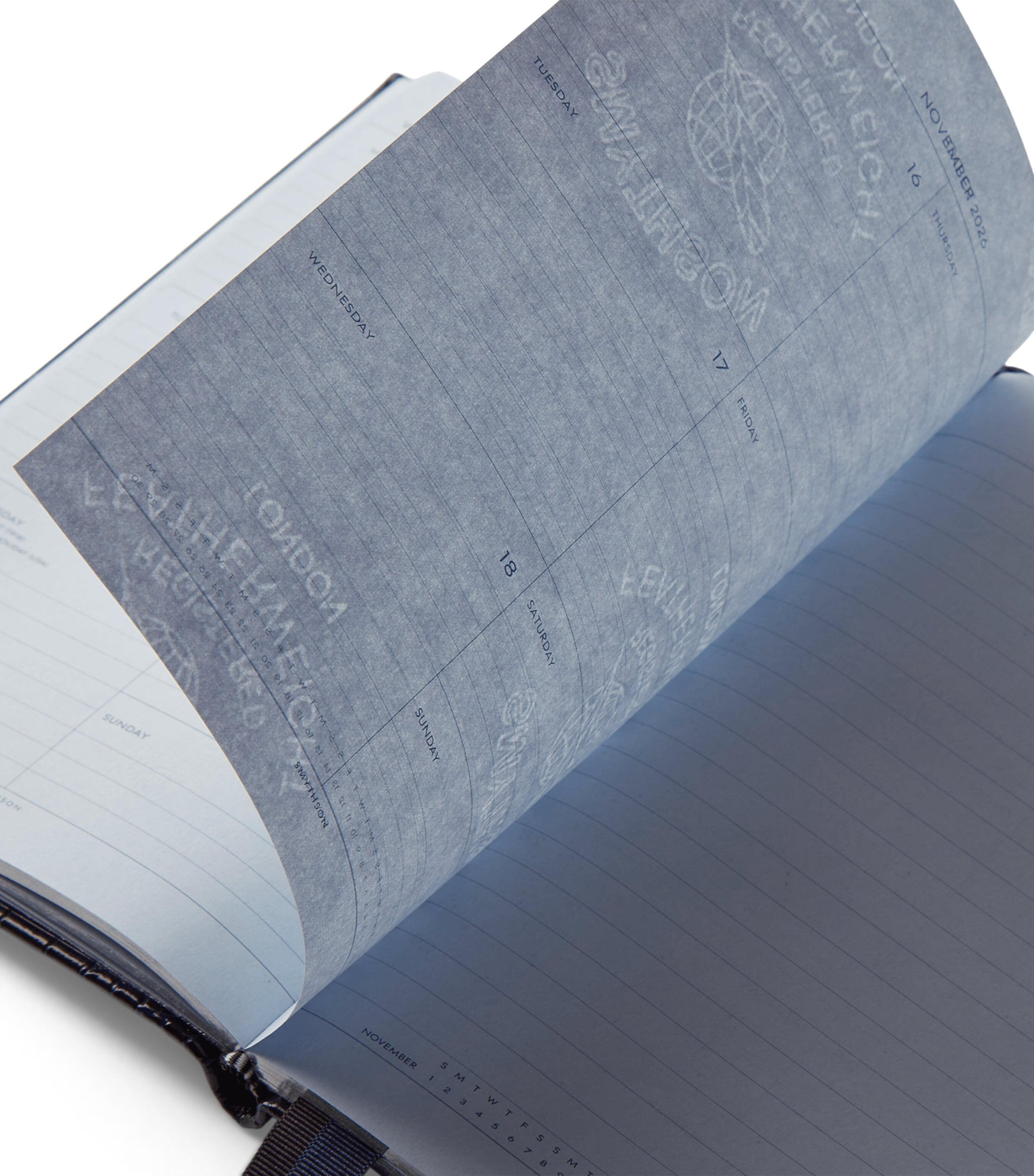 Mara Leather Croc-Embossed A5 Soho Diary 2026 NAVY Image 3