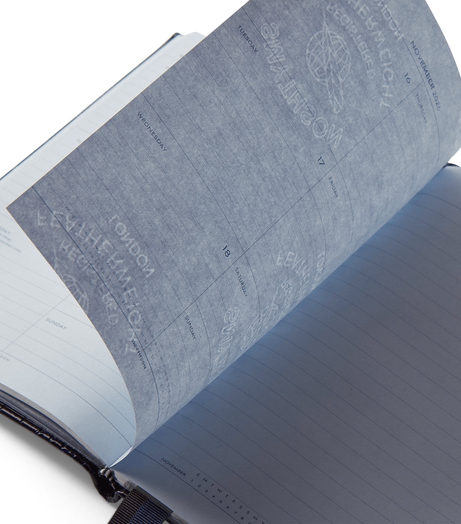 Croc-Embossed Mara Leather A5 Soho Diary 2026 NAVY Image 3