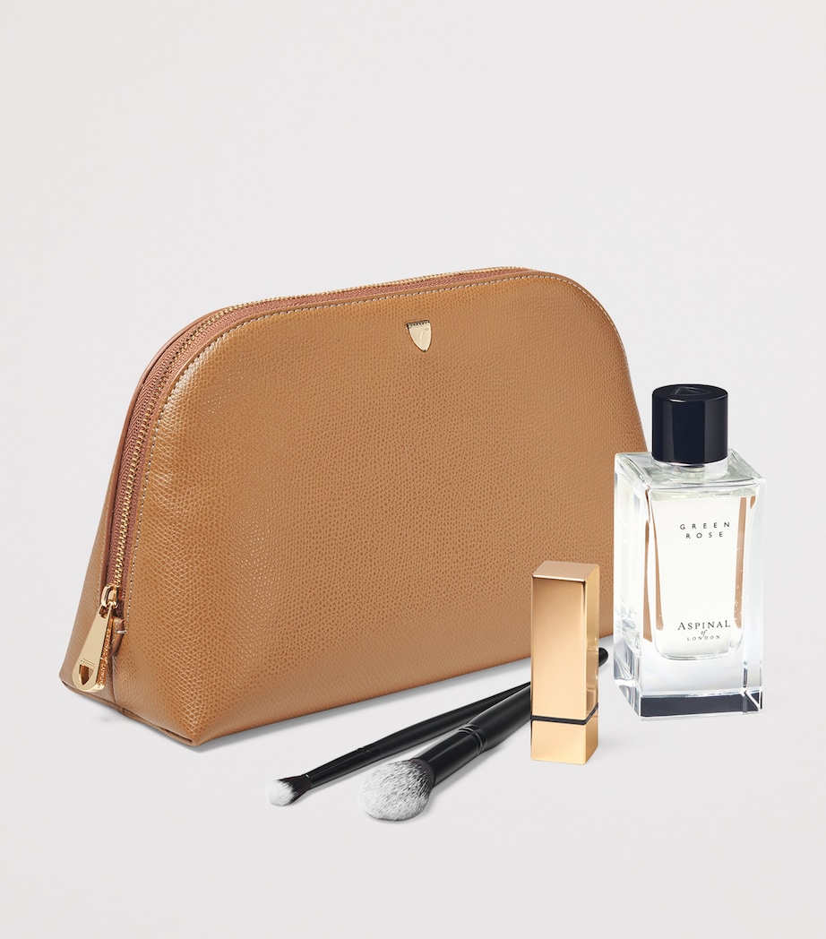 Aspinal Of London Large Grained Leather Cosmetics Case Caramel Image 3