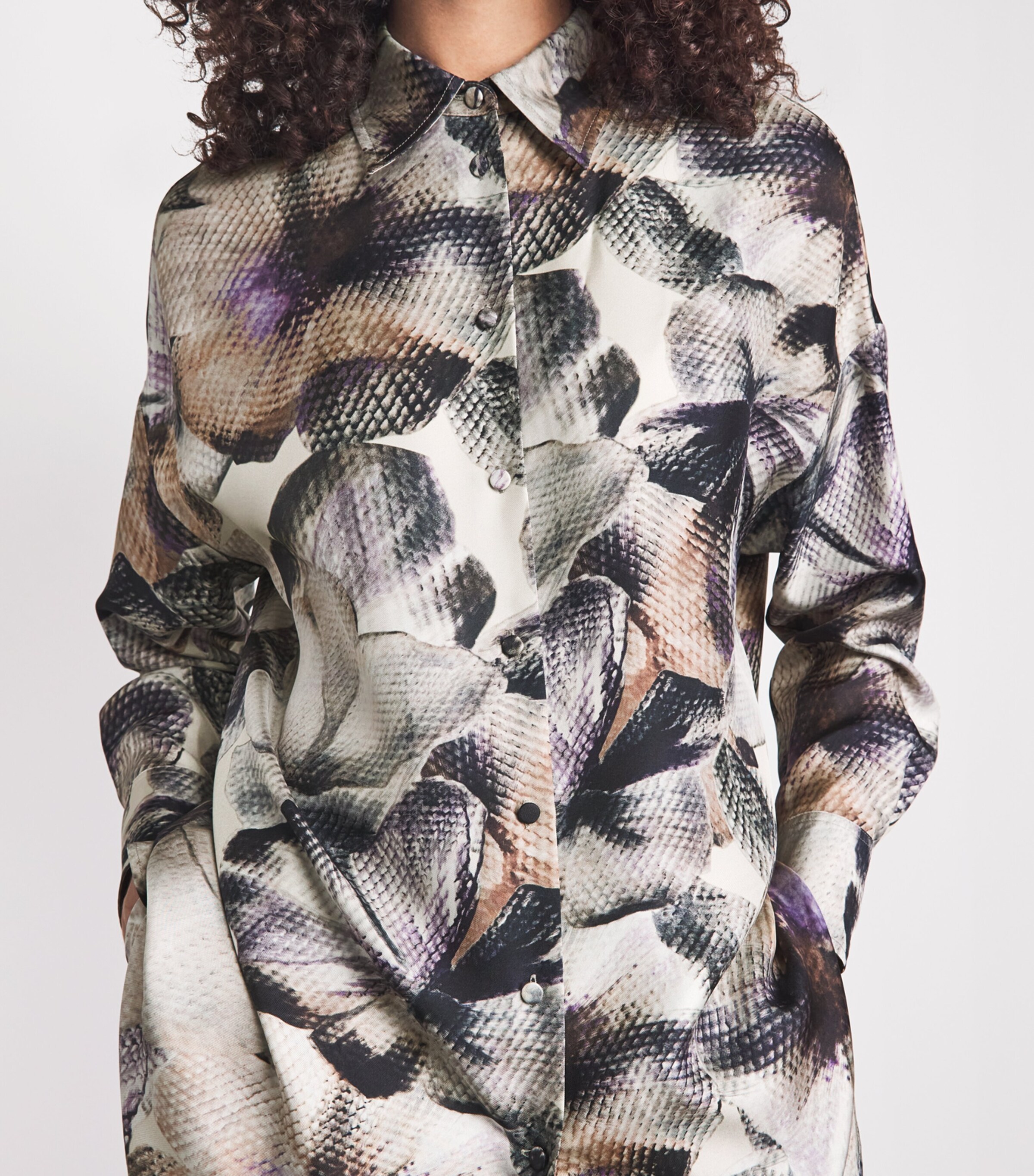 Agnona Womens Silk Printed Shirt Mauve Image 3