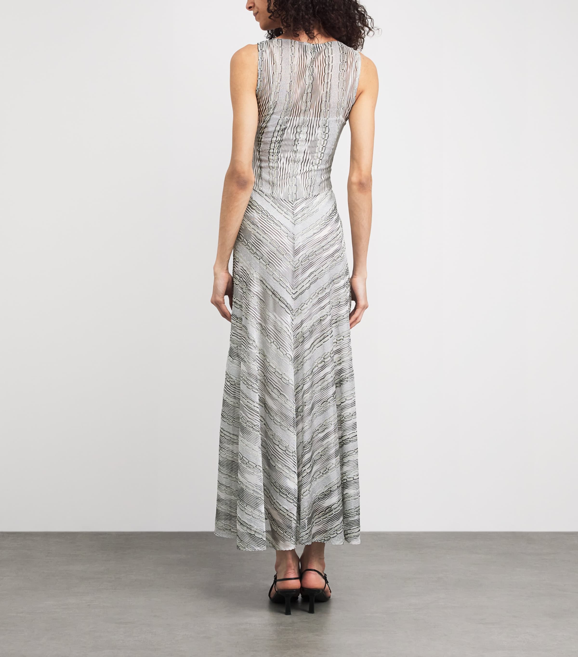 Missoni Womens Knitted Jacquard Maxi Dress Silver Tones Image 4