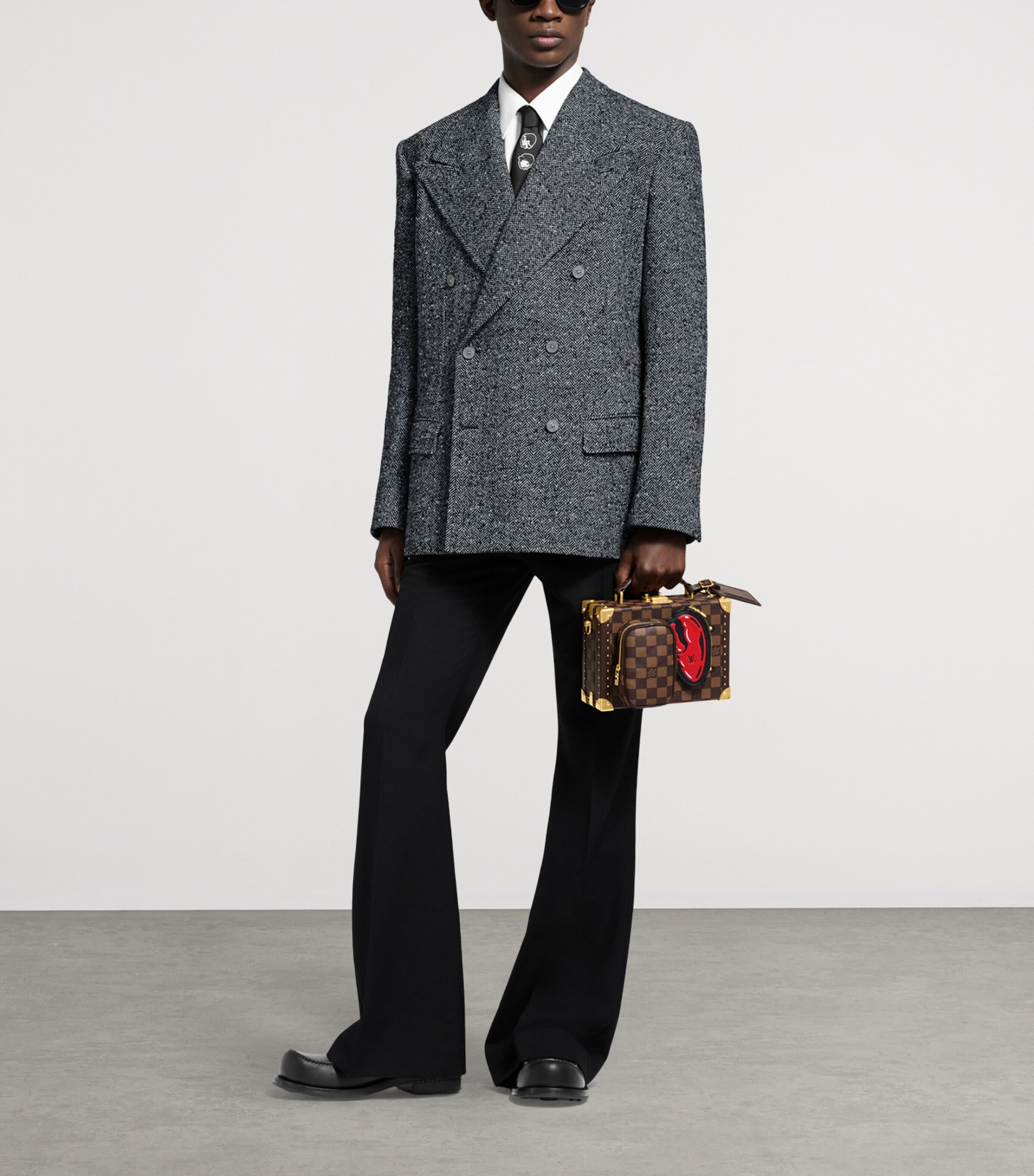 Wool-Mohair Flared Tailored Trousers BLACK Image 4