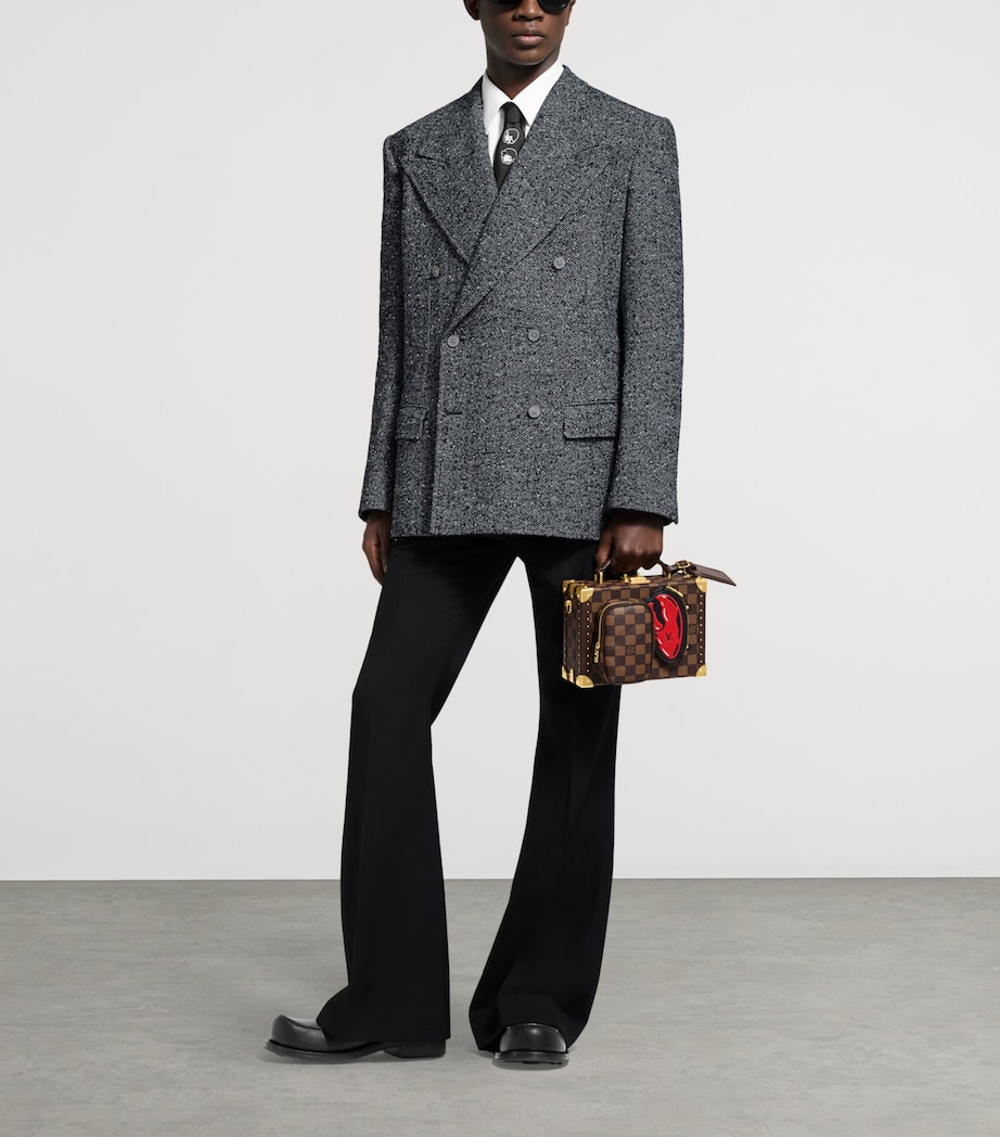 Wool-Mohair Flared Tailored Trousers BLACK Image 4