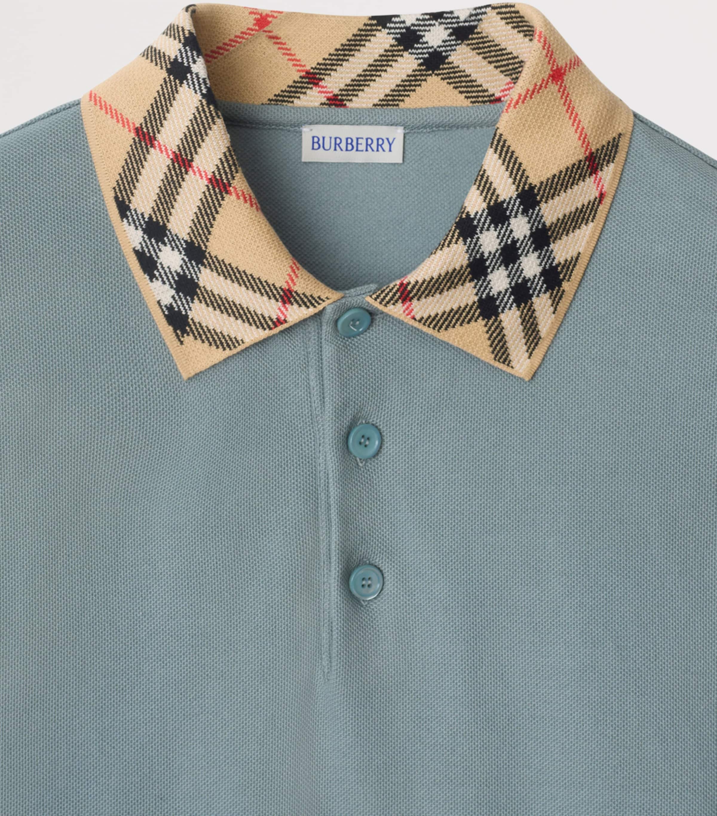 Cotton Check Collar Polo Shirt GALE Image 5