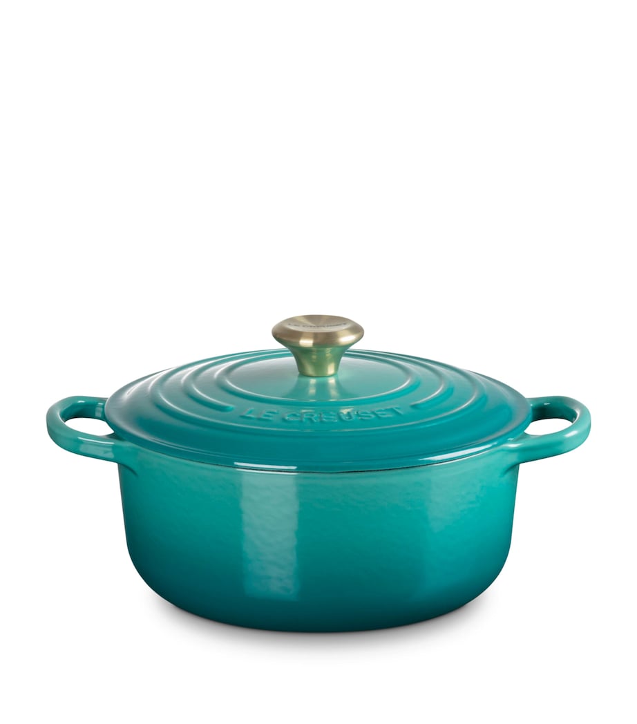 Le Creuset Cast Iron Round Casserole Dish (20cm) Bleu Riviera Image 1