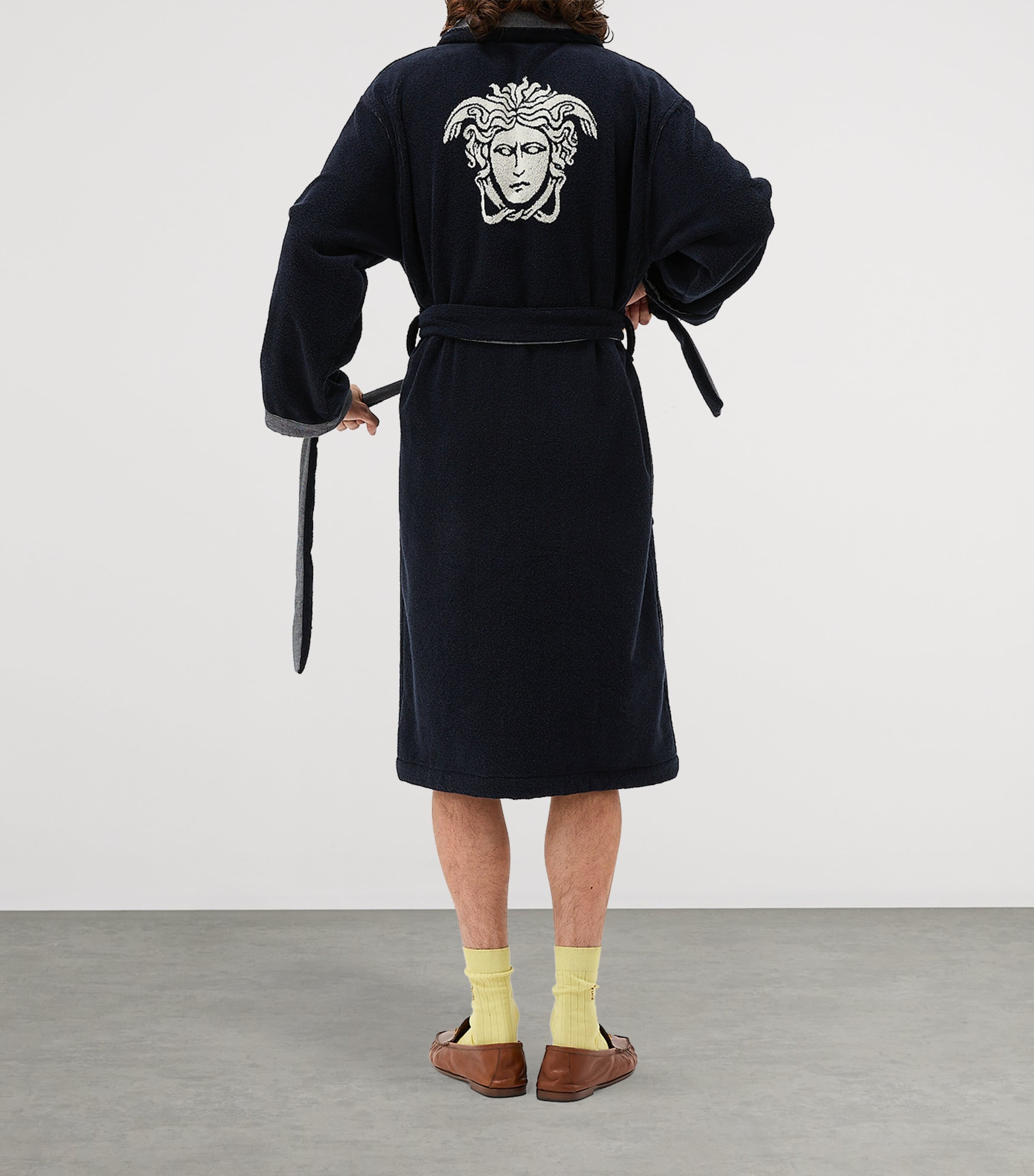 Versace Cotton Medusa Robe (XL) Blue/white Image 3