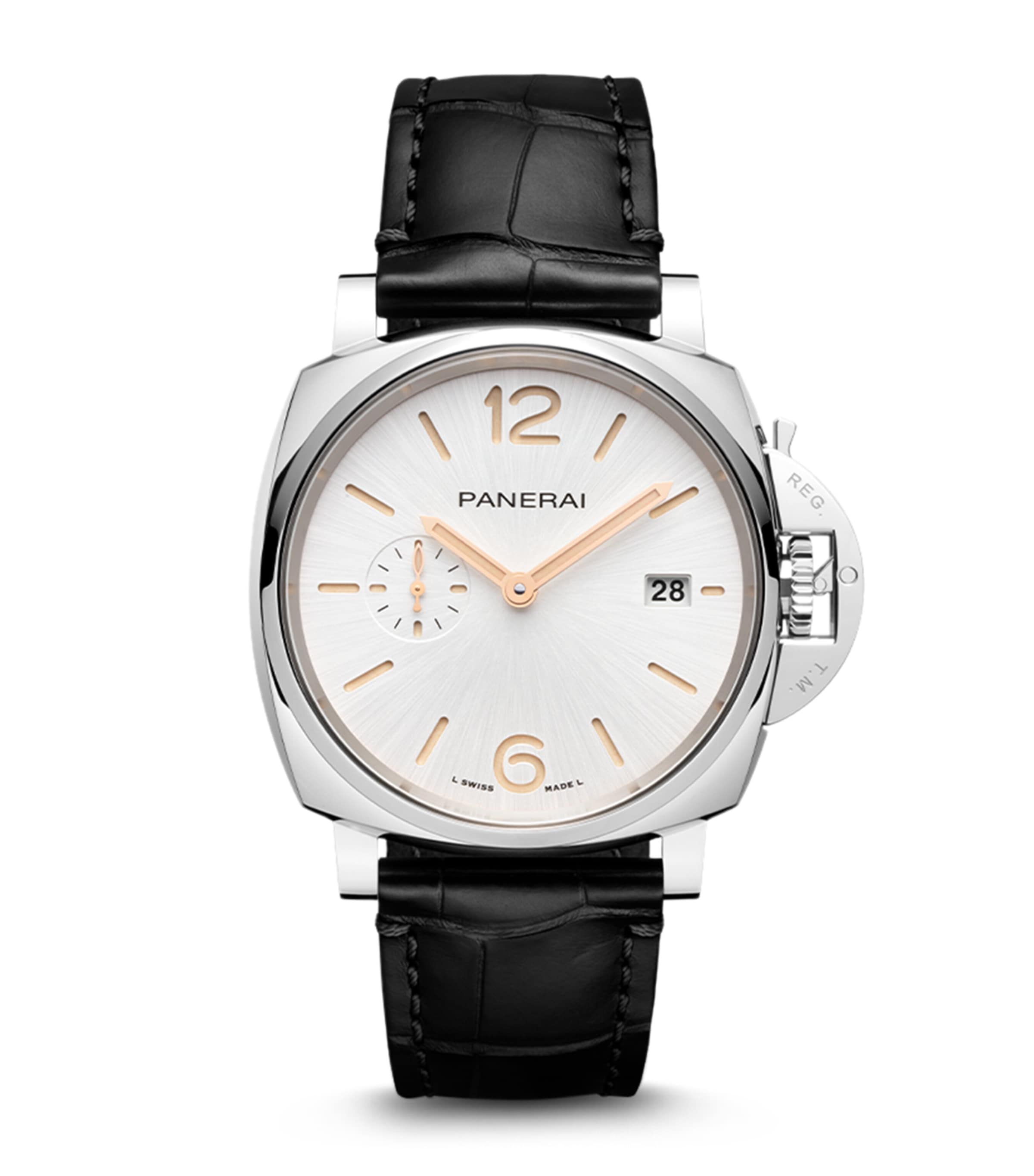 Stainless Steel and Alligator Luminor Due Watch 42mm WHITE Image 1