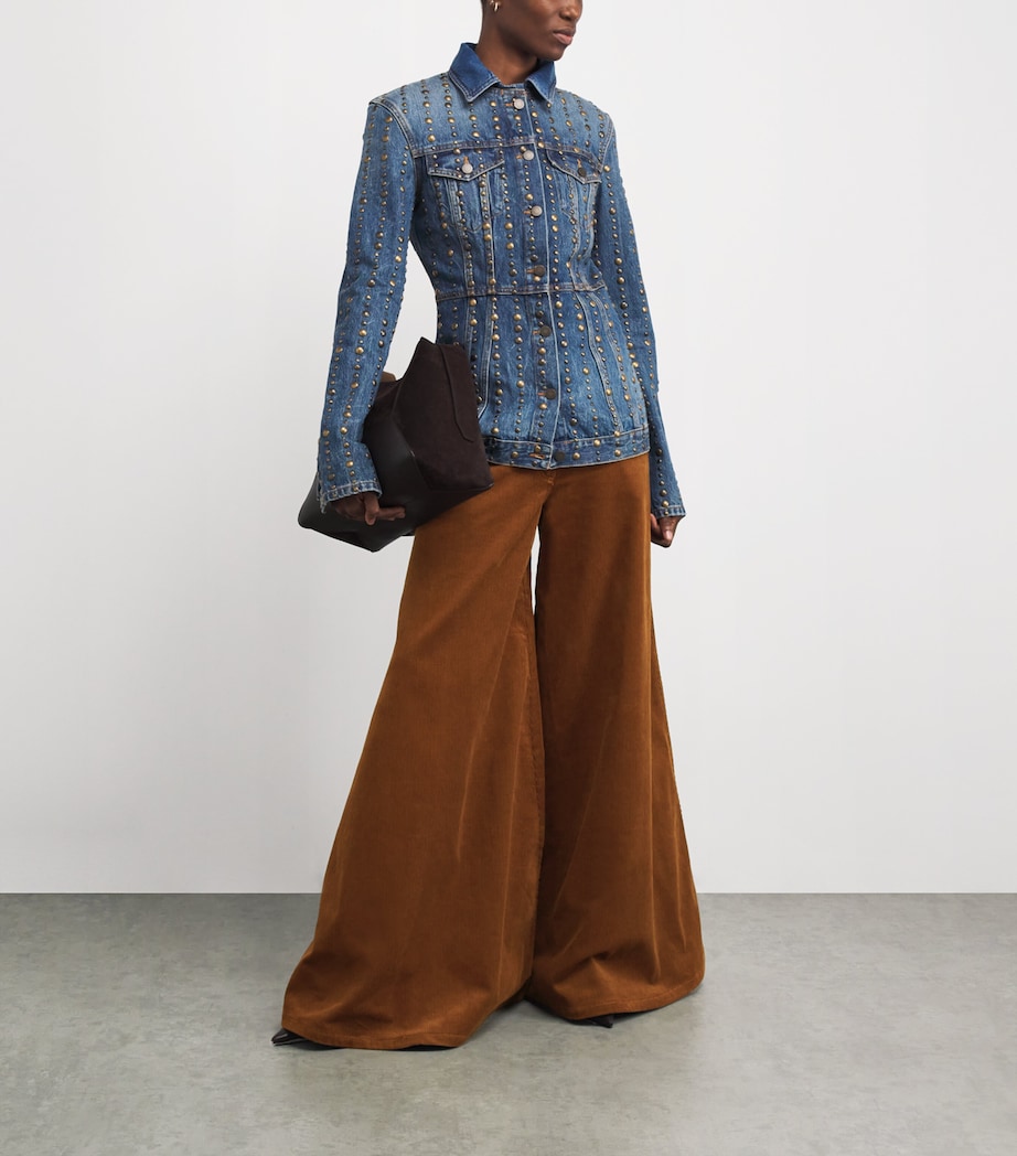 Corduroy Wide-Leg Jeans TAN Image 2