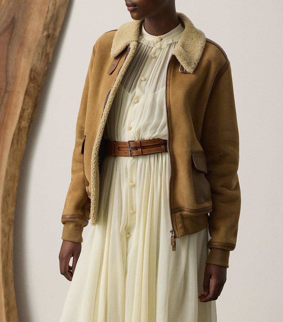 Shearling Bomber Jacket HONEY/CREAM Image 6