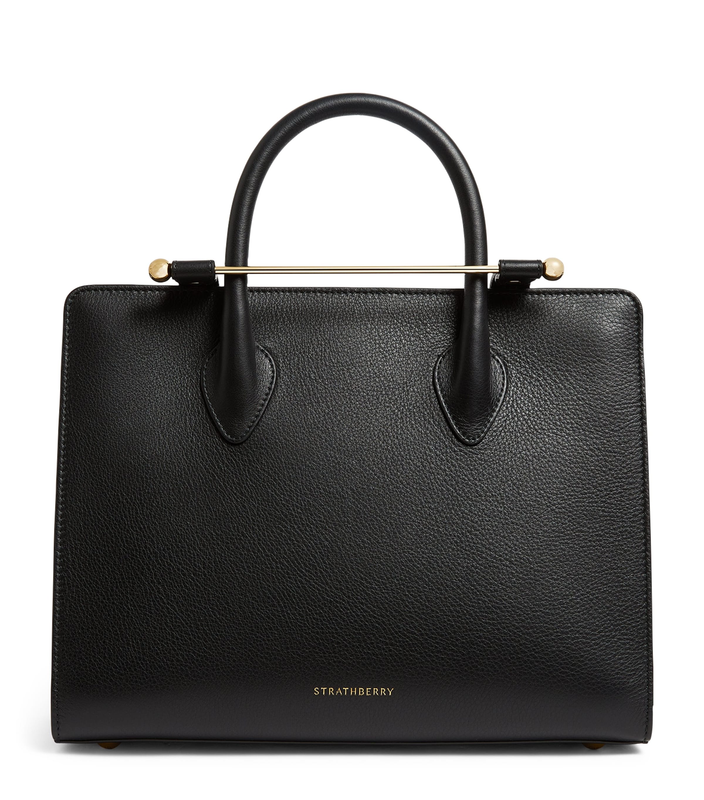 Strathberry Leather Midi Tote Bag In Black