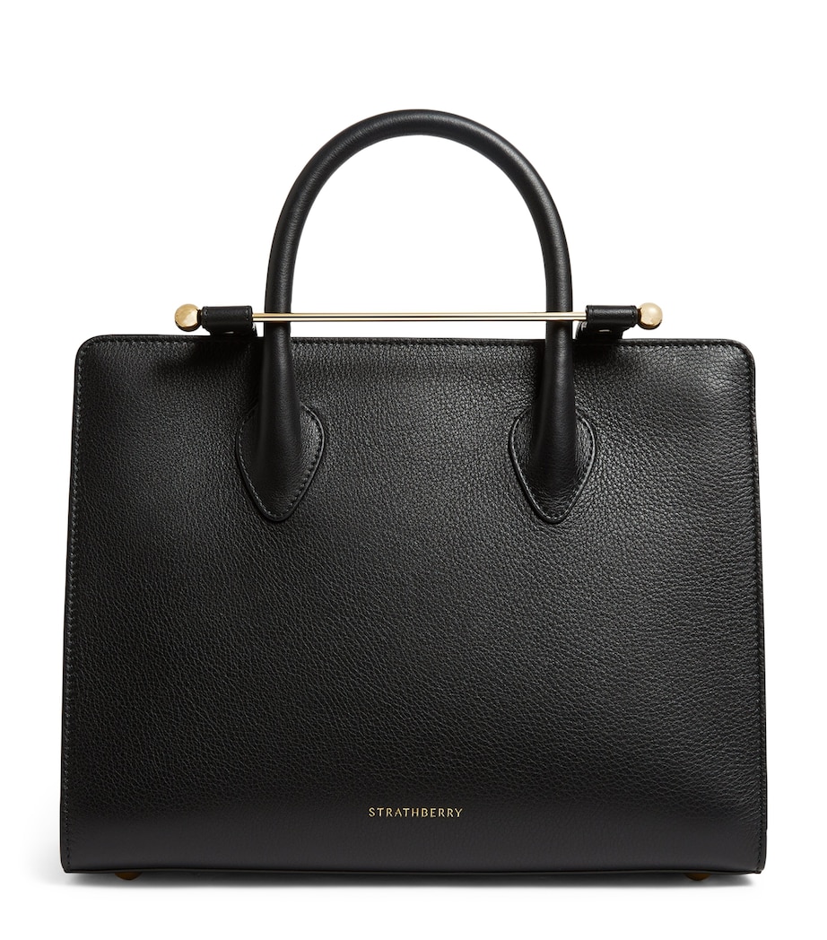 Strathberry Leather Midi Tote Bag Black Image 1