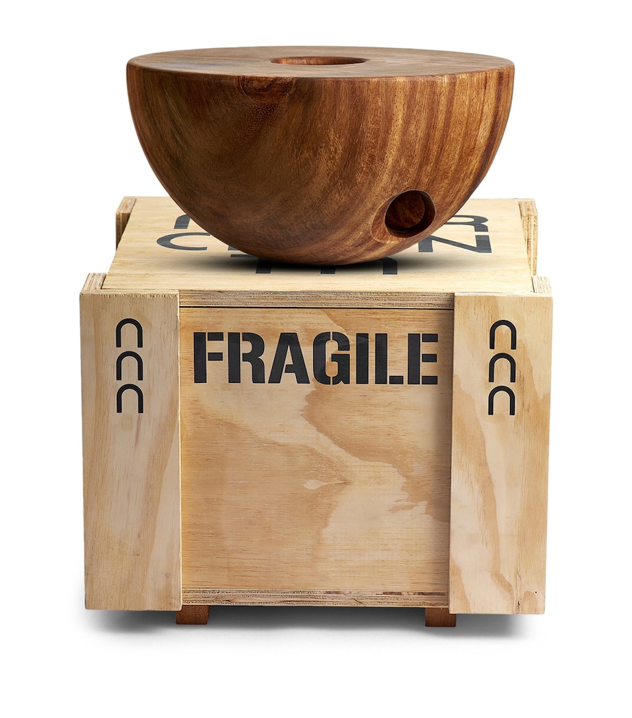 Saman Wood Gold-Rim Candle BROWN Image 4