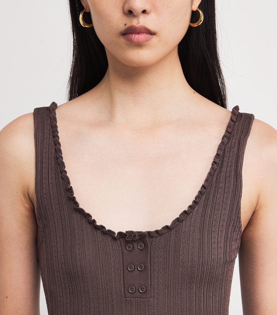 Pointelle Knit Tank Top CHOCOLATE Image 6