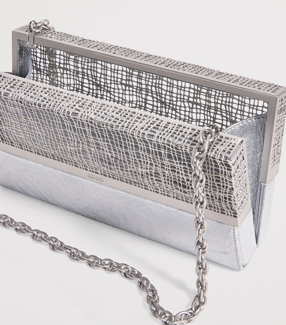 Leather Caged Clutch Bag 0323 SILVER Image 4