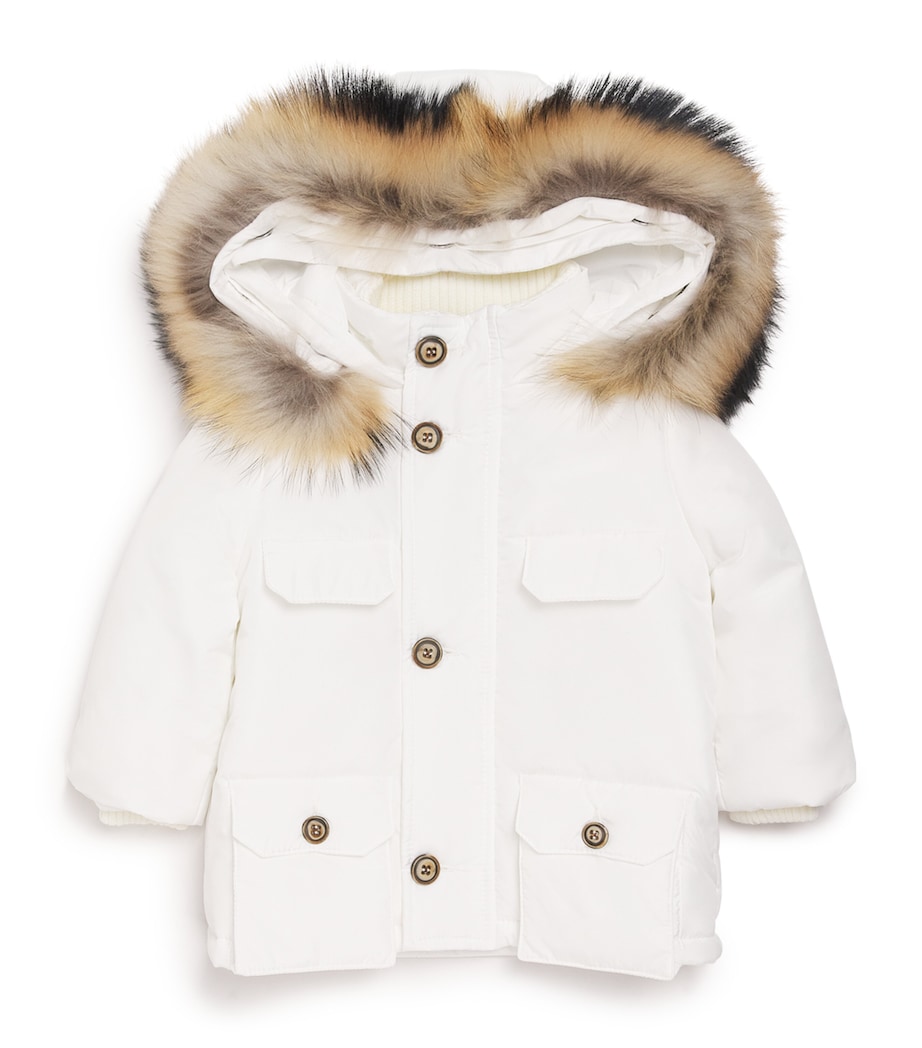 Fox Fur-Trim Padded Coat (1-24 Months) PANNA Image 1
