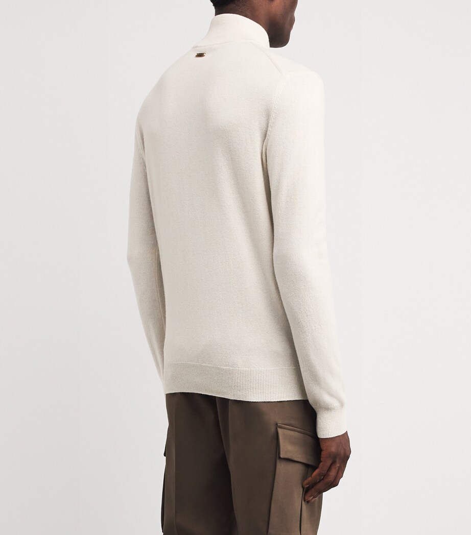Corneliani Mens Virgin Wool-Cashmere Sweater Natural/ Beige Image 4