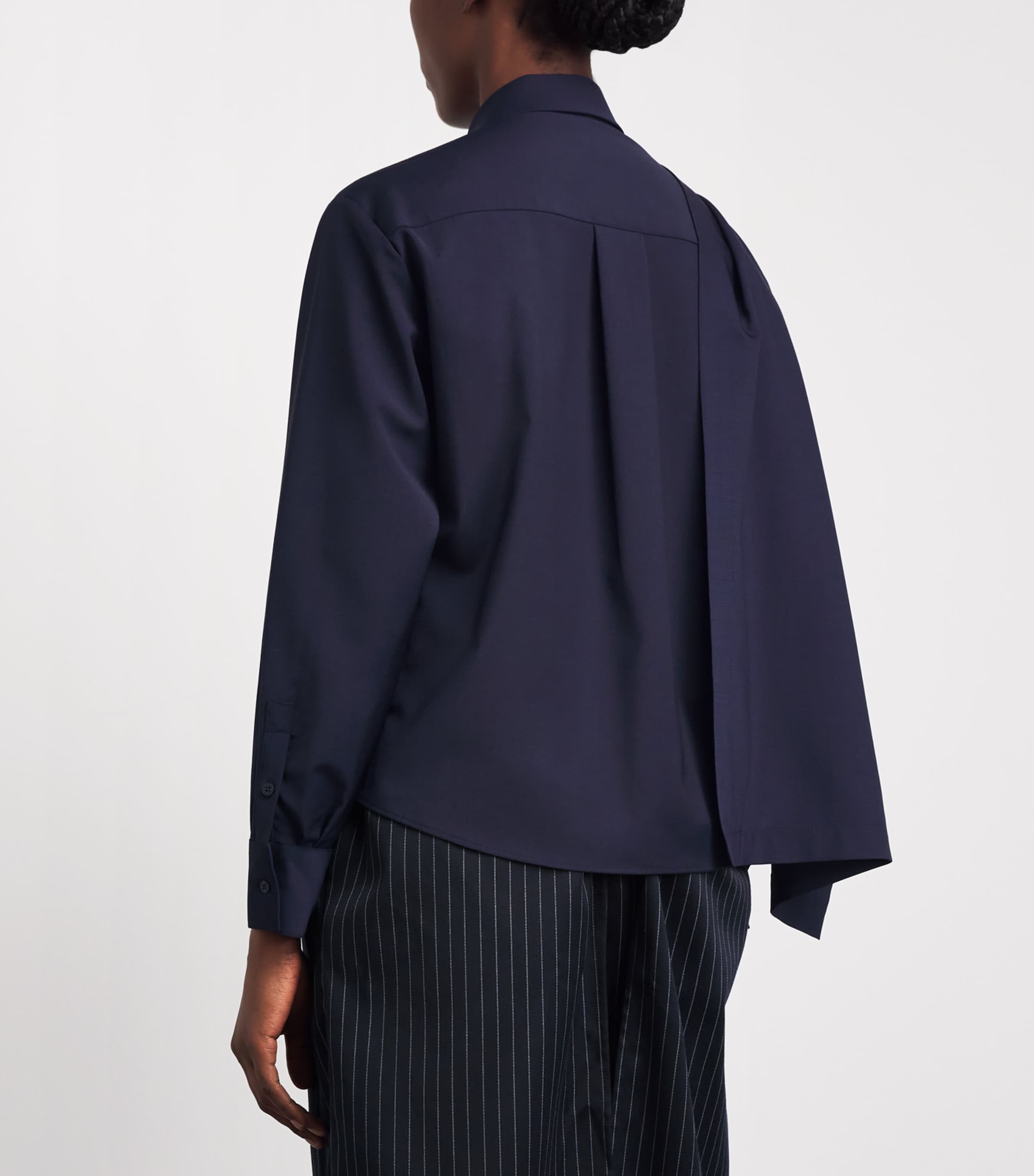 Claudie Pierlot Womens Wool-Blend Shawl Shirt Navy Image 5
