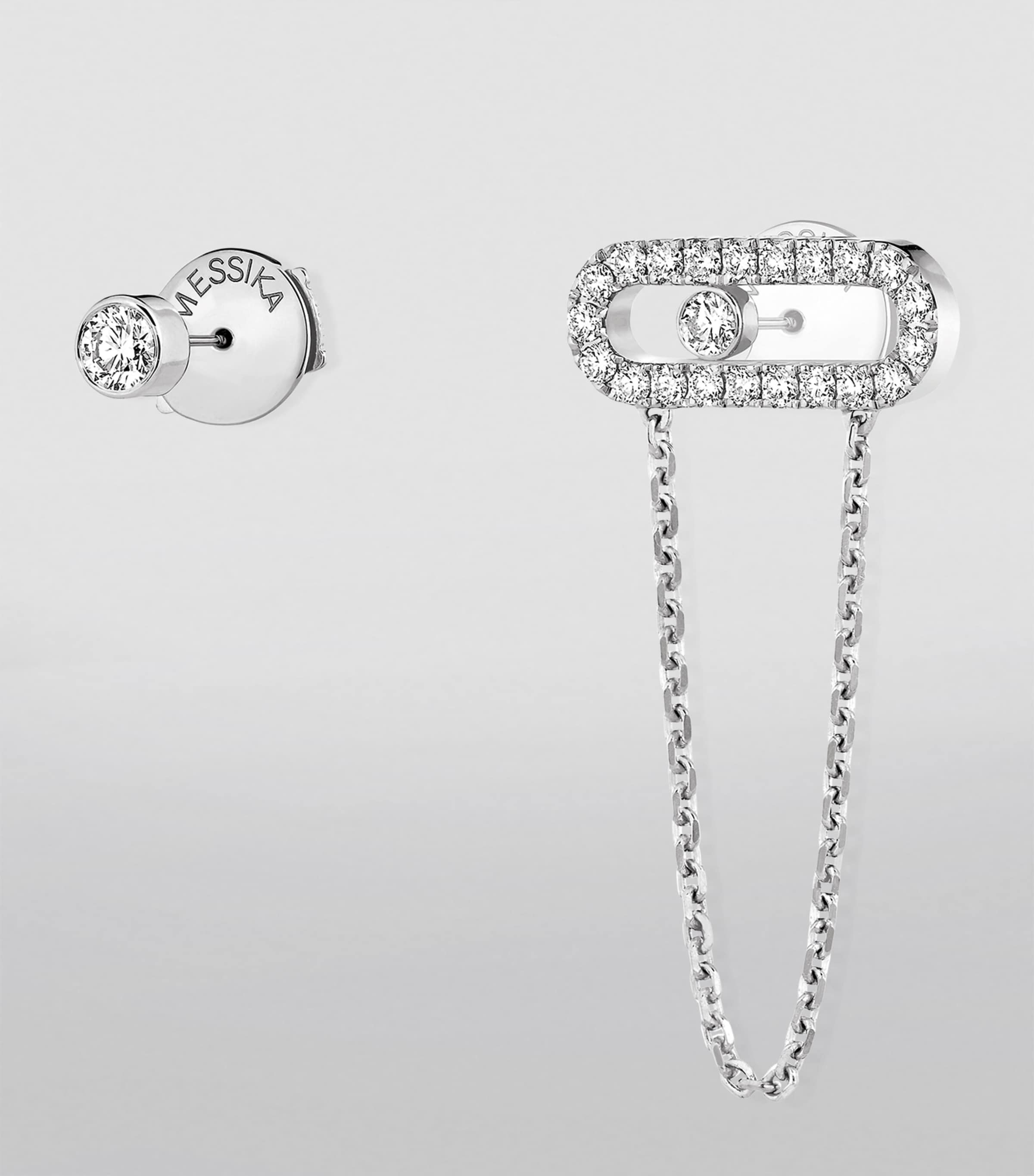 White Gold and Diamond Move Uno Earrings WHITE GOLD Image 2