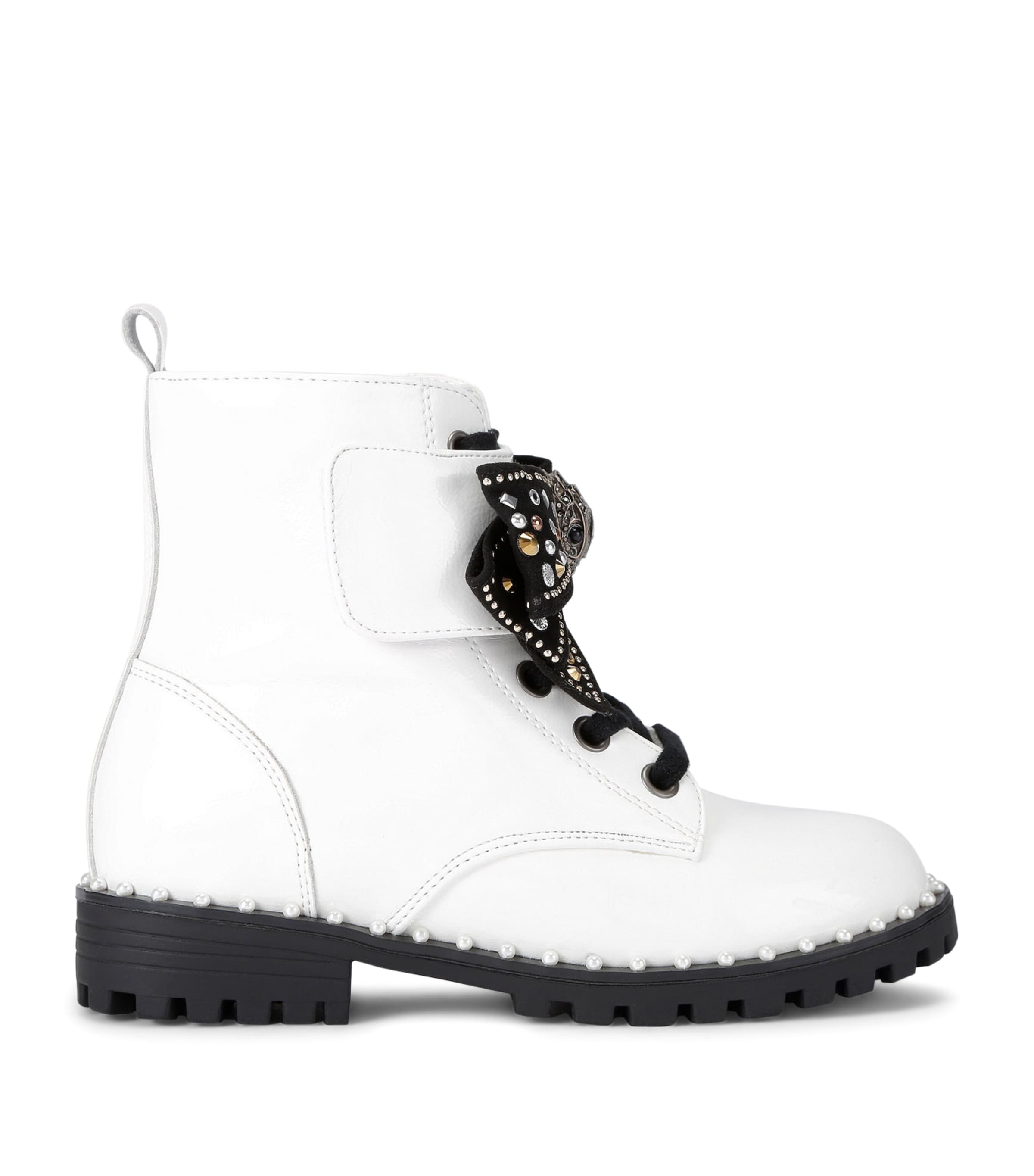 Kurt Geiger Leather Kensington Bow Boots In White