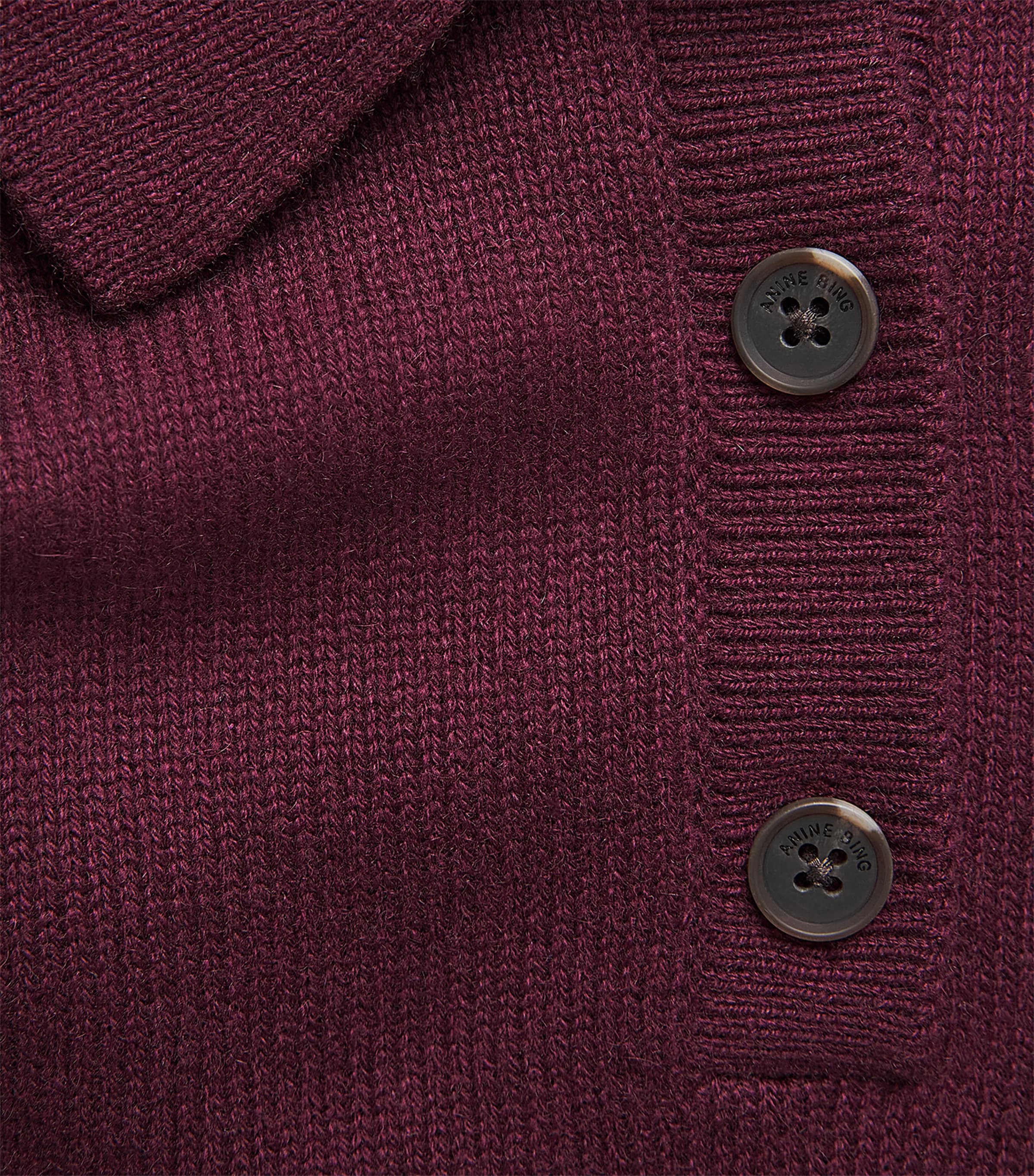 ANINE BING Womens Cashmere Lee Polo Sweater Burgundy Image 6