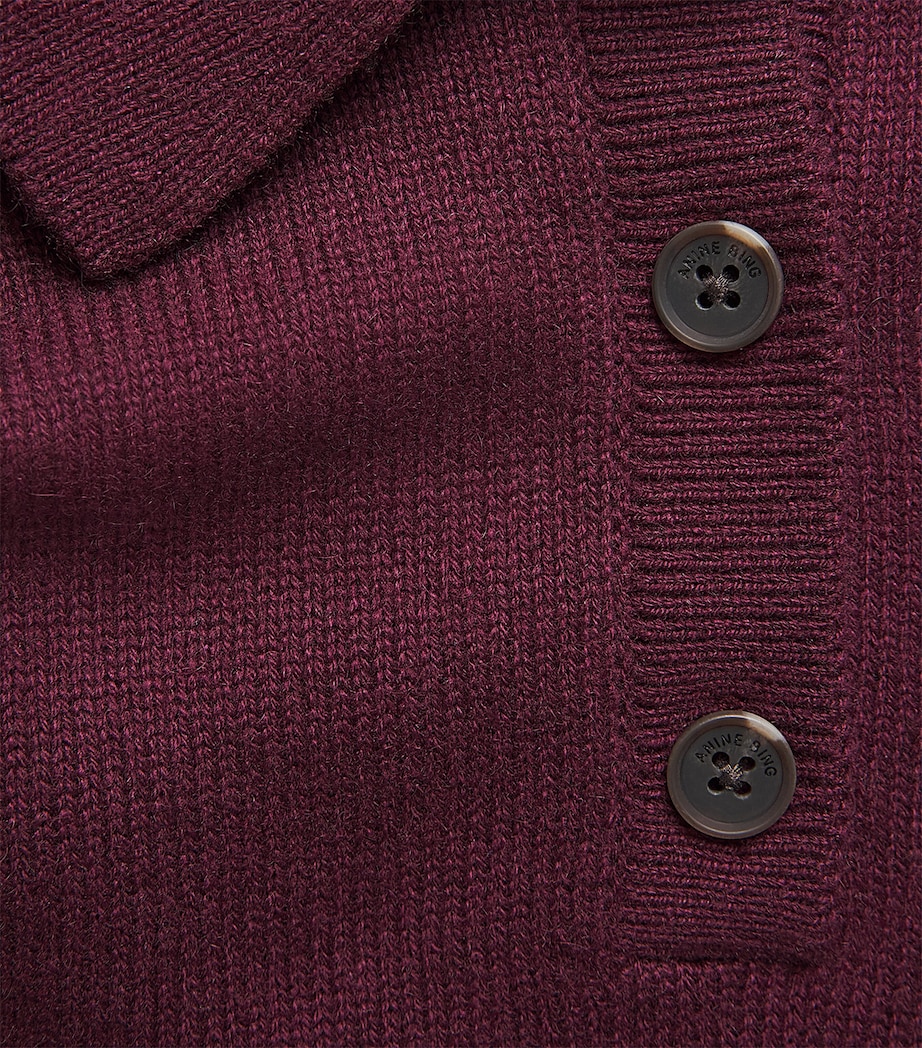 ANINE BING Womens Cashmere Lee Polo Sweater Burgundy Image 6