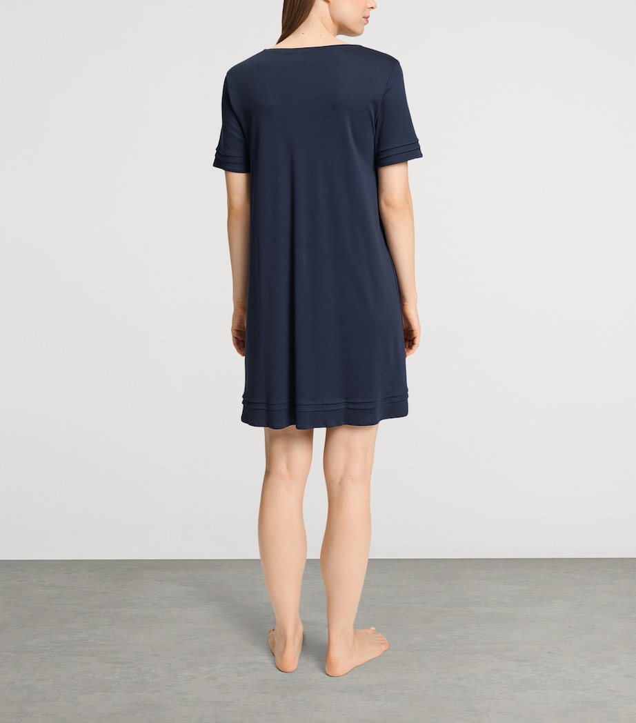 Hanro Womens Cotton Pilar Nightdress Deep Navy Image 5