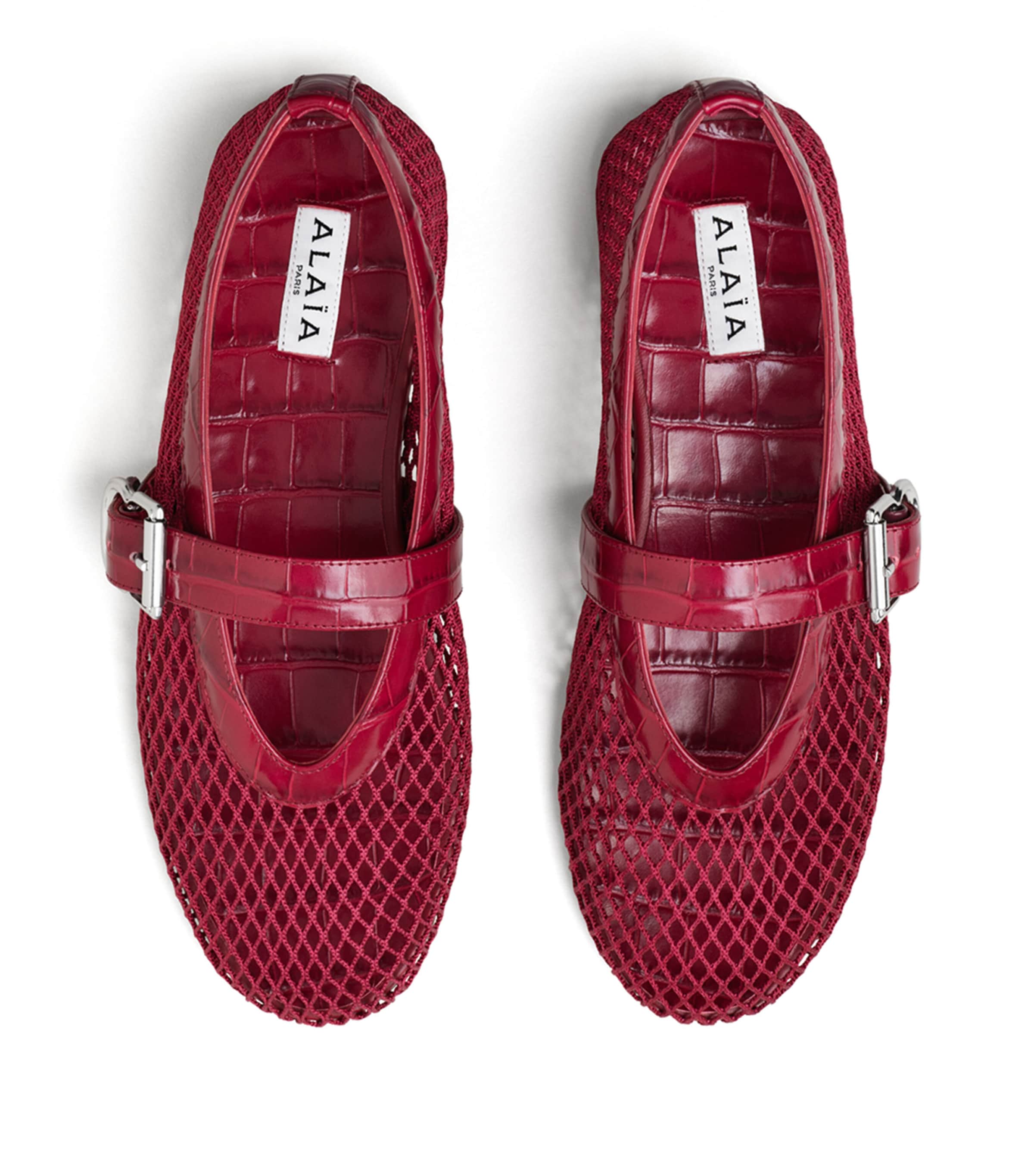 Alaïa Fishnet Ballet Flats Cherry Image 2
