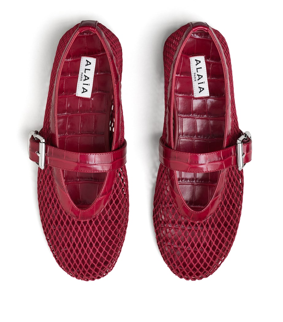 Alaïa Fishnet Ballet Flats Cherry Image 2
