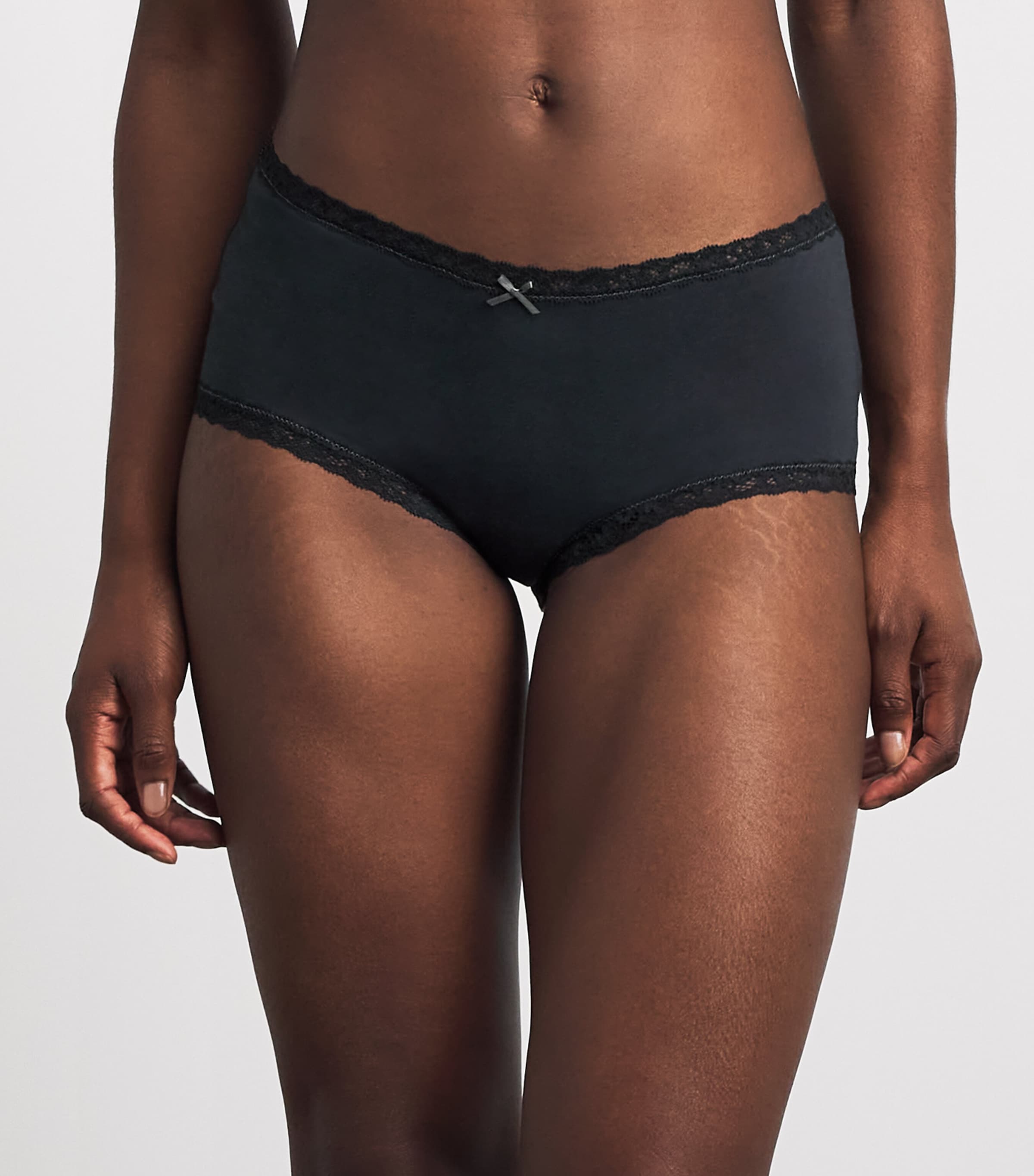 Skims Womens Lace-Trim Boy Shorts Briefs Soot Tonal Image 2