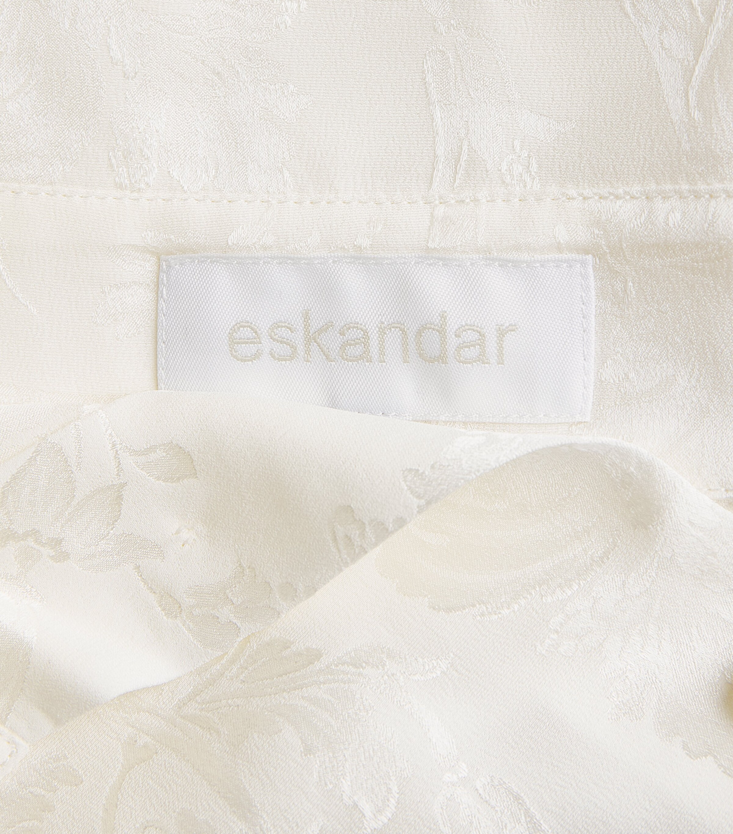 Eskandar Womens Silk Double-Stand Collar Shirt Ivory Image 6