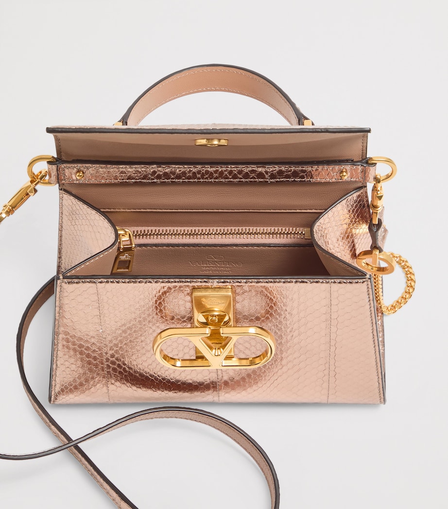 Valentino Garavani Small Snakeskin VSLING Top-Handle Bag Image 6