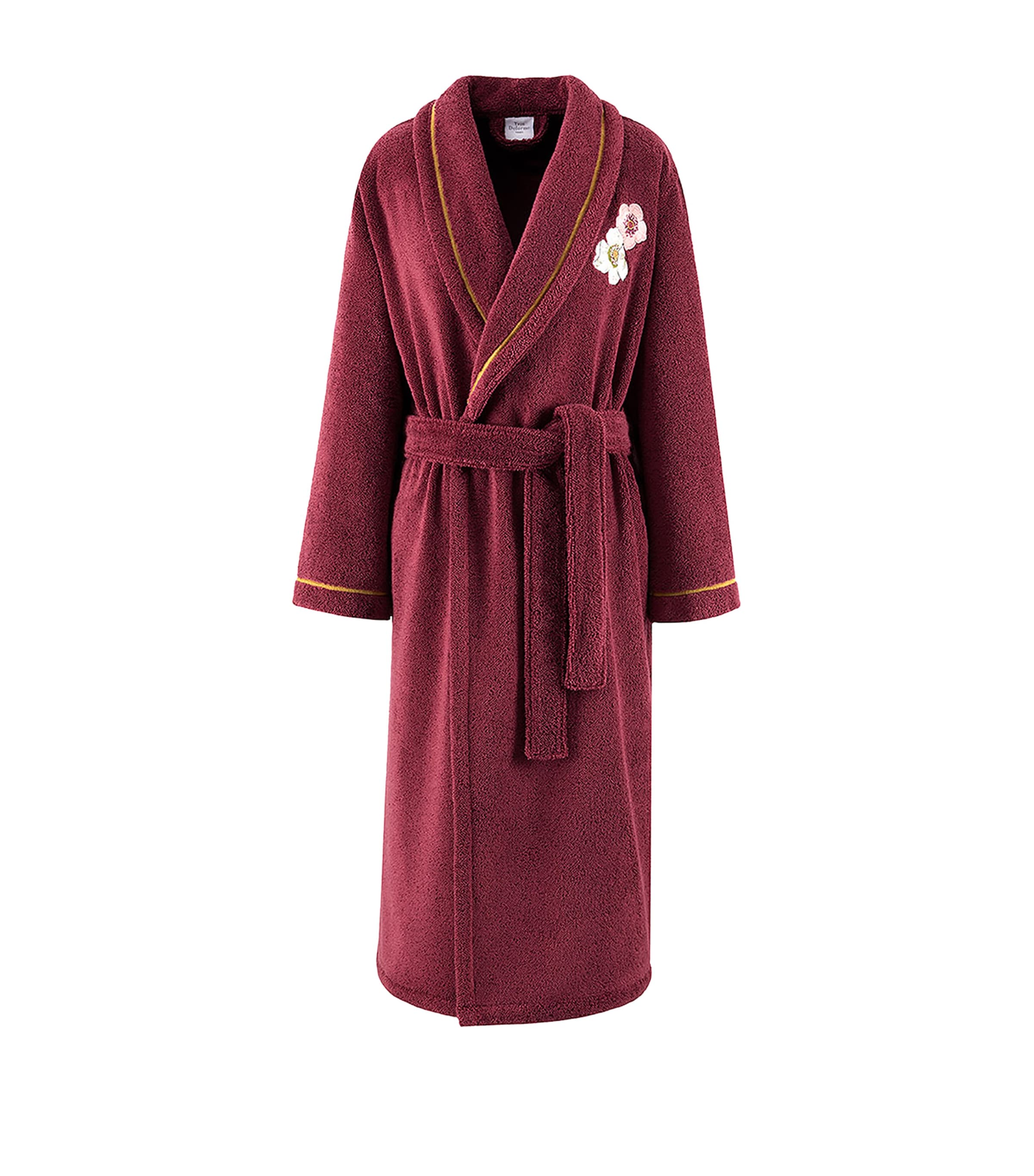 Yves Delorme Womens Corolles Bathrobe Burgandy Image 1