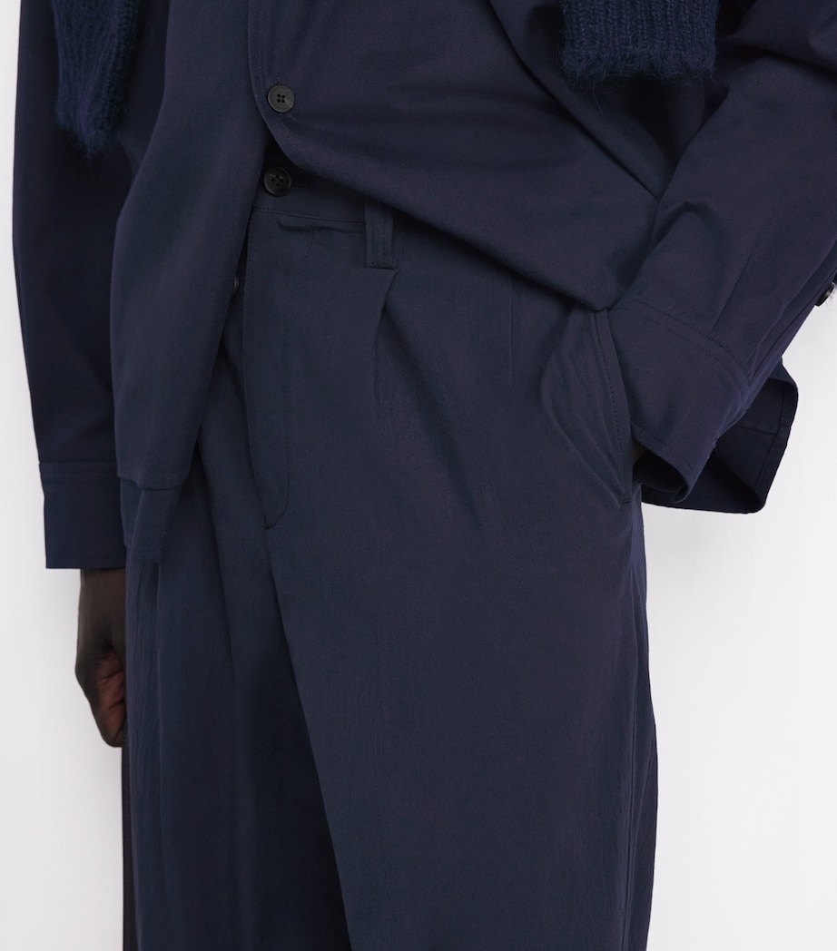 Organic Cotton Pleated Trousers 75-NAVY Image 6