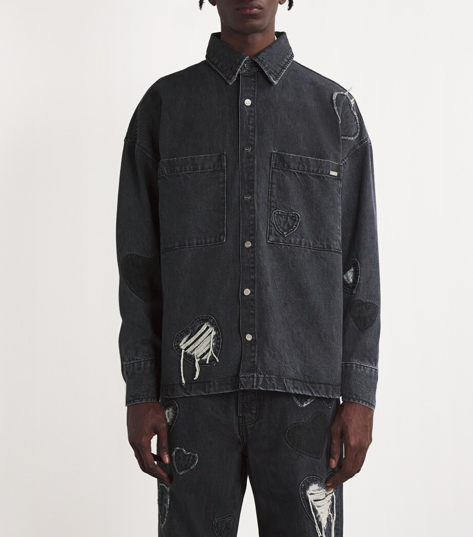 Denim Heart Patchwork Shirt HEART CHARCOAL WASH Image 3