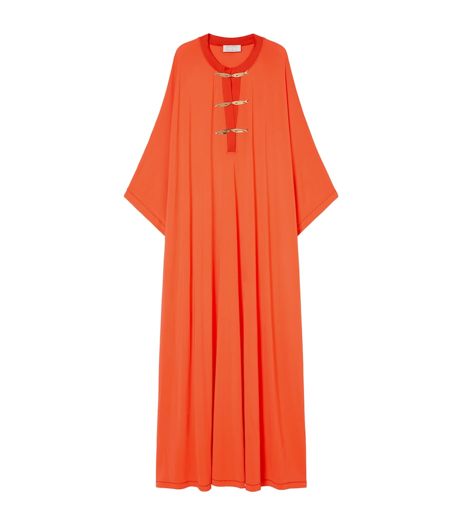 Marina Rinaldi Womens Jersey Fish-Detail Maxi Dress Coral Image 1