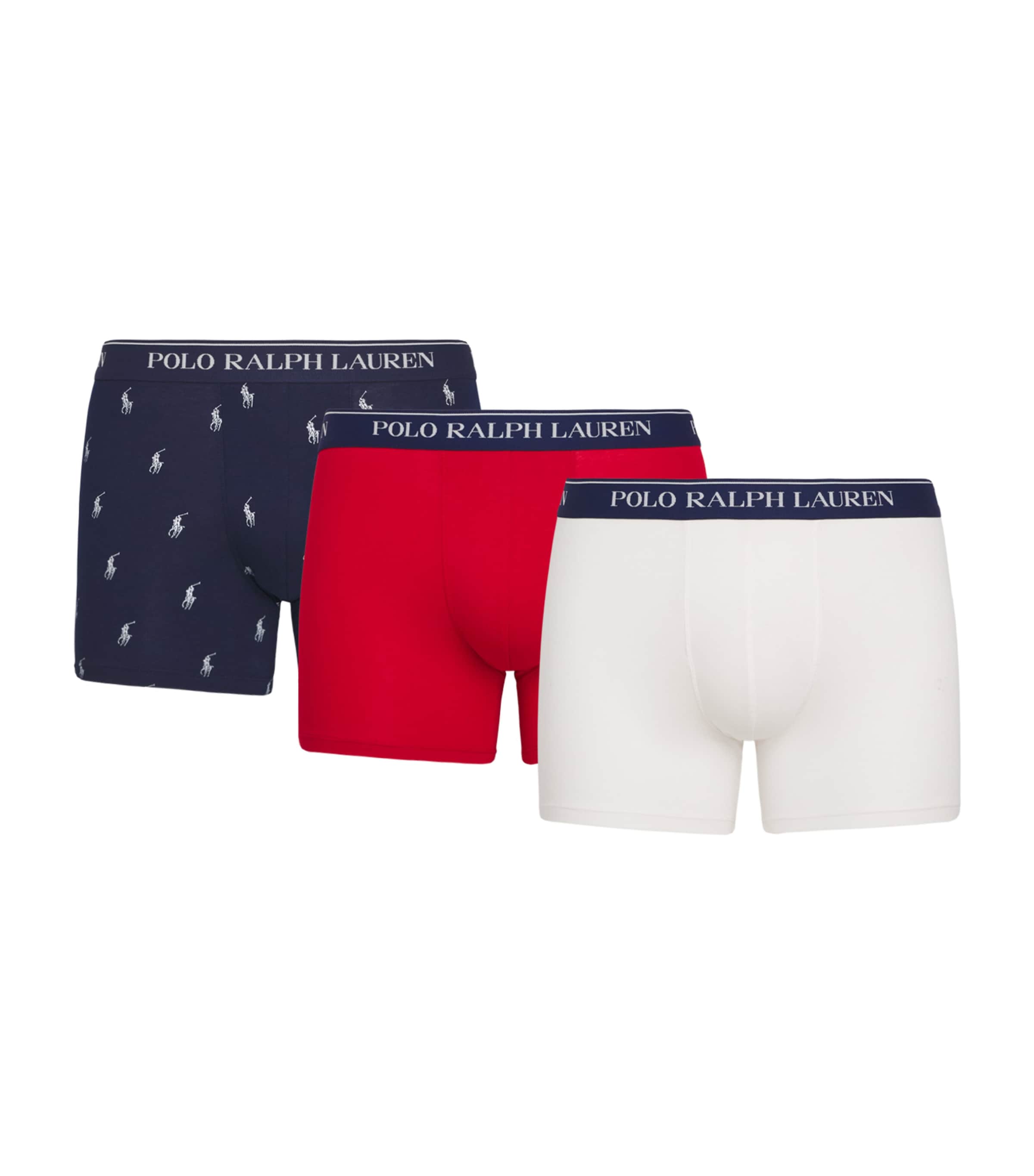 Polo Ralph Lauren Mens Stretch-Cotton Boxer Briefs (Pack of 3) Navy Aopp/paper Wht/ Image 1